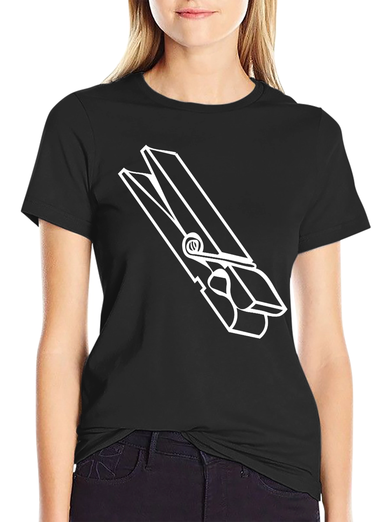 Black Clothespin Graphic Tee - Black Unisex T-Shirt view 2