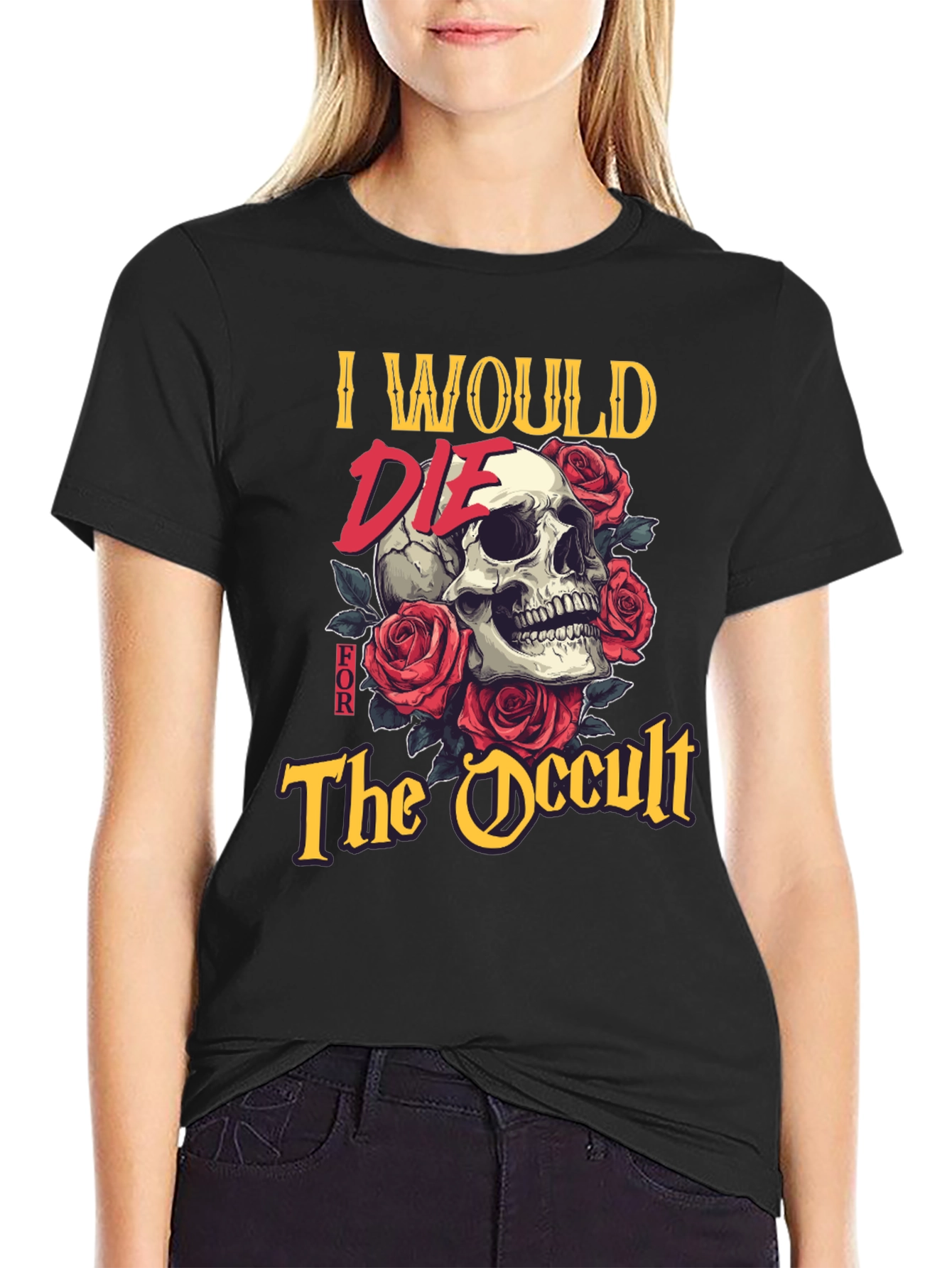 Black Occult Skull Graphic Tee - Death Positive Fashion view 2