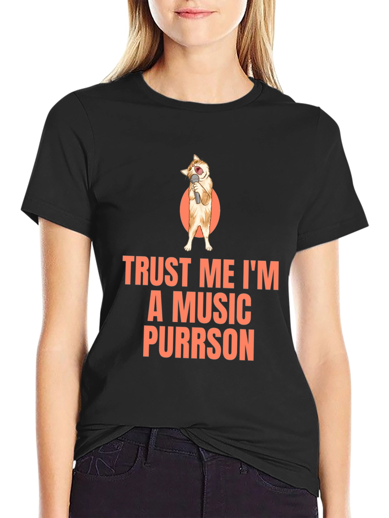 Black Trust Me I'm A Music Purrson T-Shirt view 2