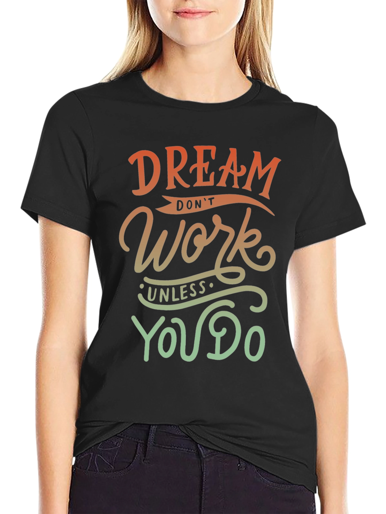 Black Dream Work T-Shirt - Motivational Graphic Tee view 2