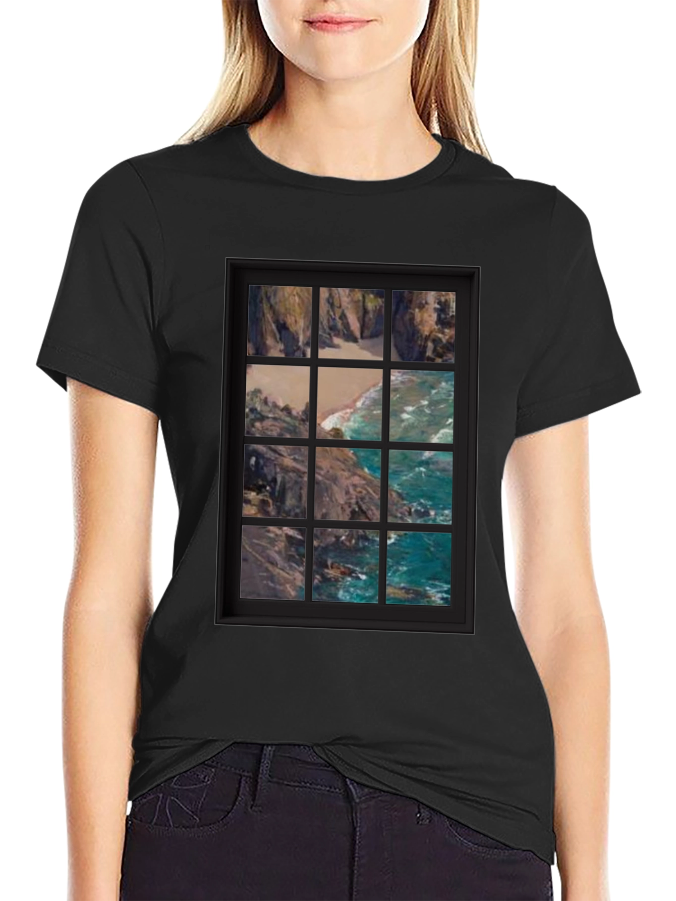 Black Coastal View Graphic Tee view 2