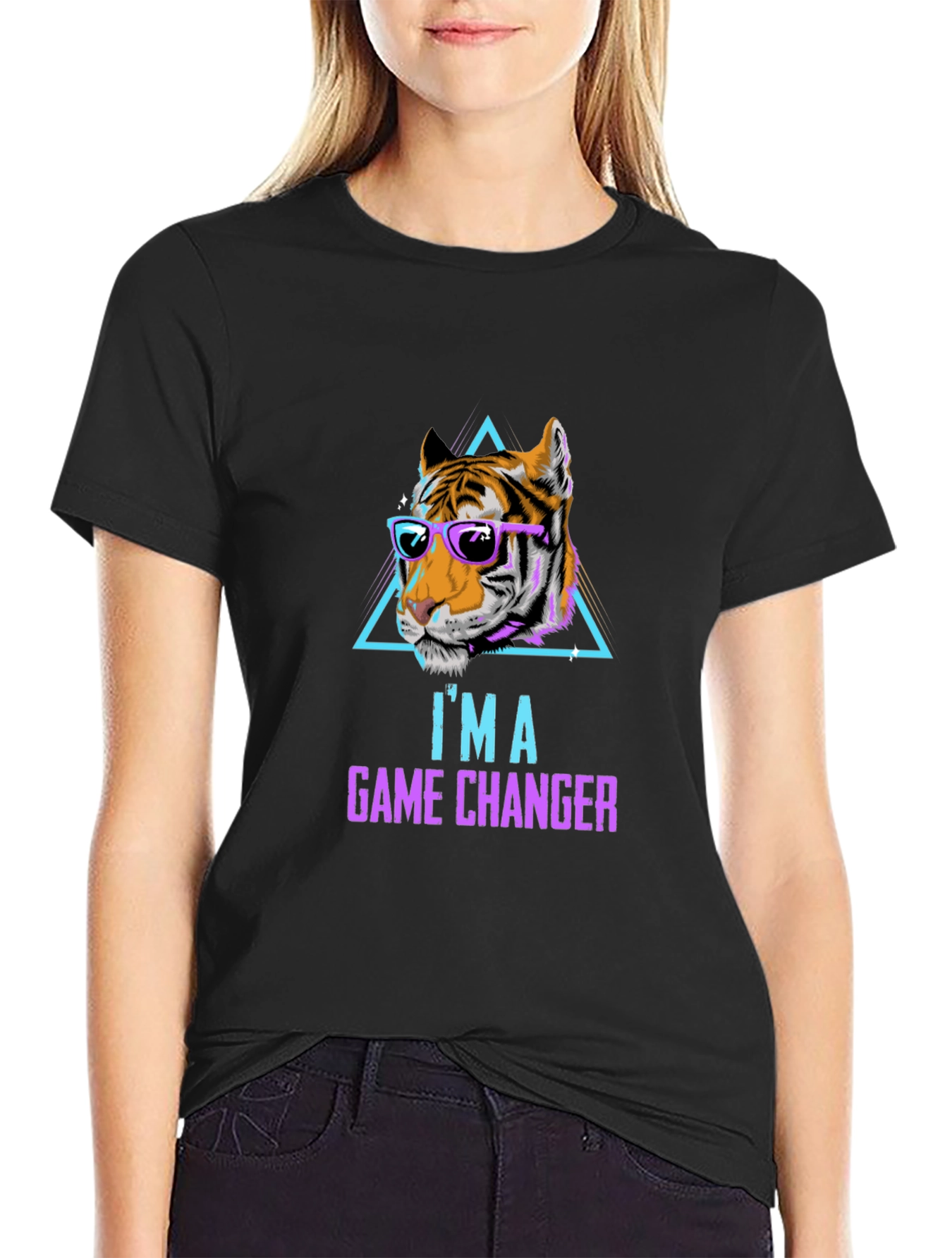Black Cool Tiger Graphic Tee - Game Changer view 2