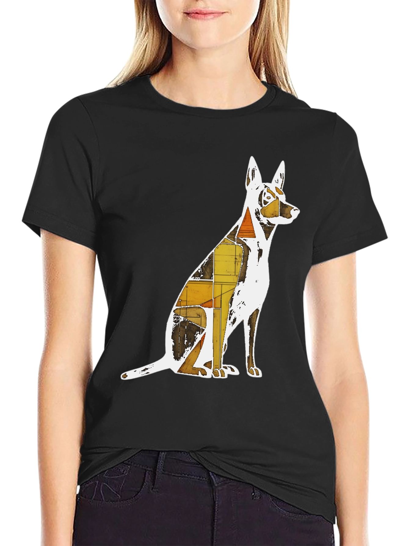 Black Abstract Dog Graphic T-Shirt - Stylish Unisex Tee view 2