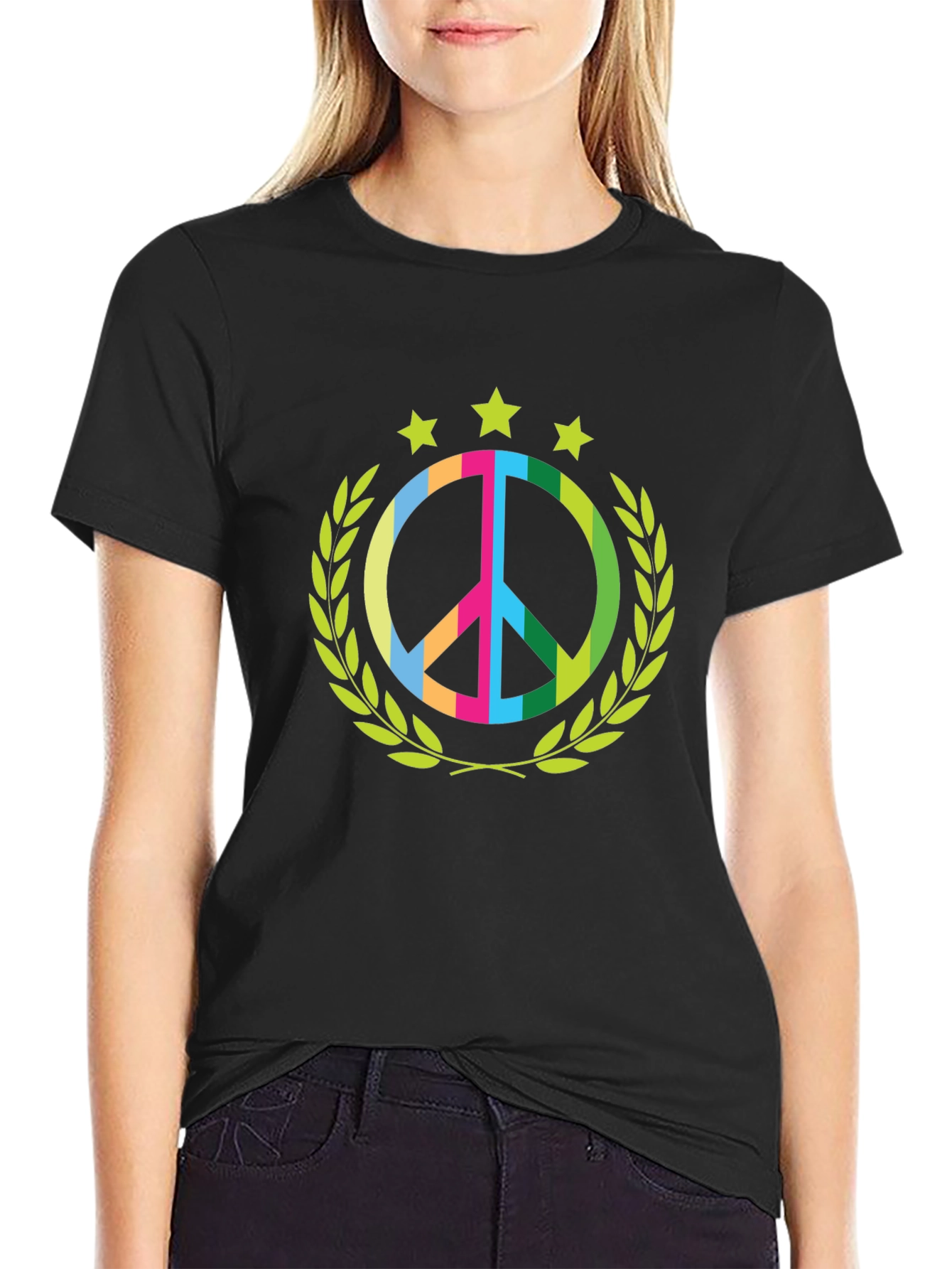Black Peace Symbol Graphic Tee view 2