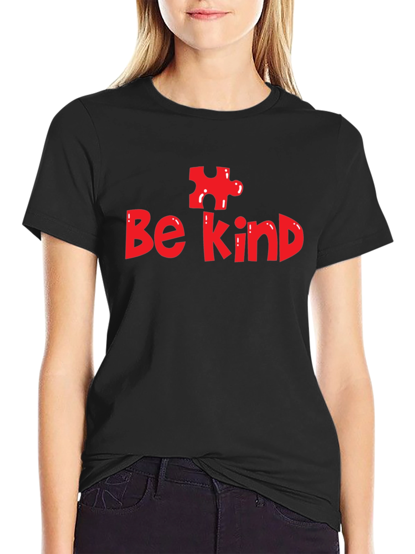 Black Be Kind Autism Awareness T-Shirt - Black view 2