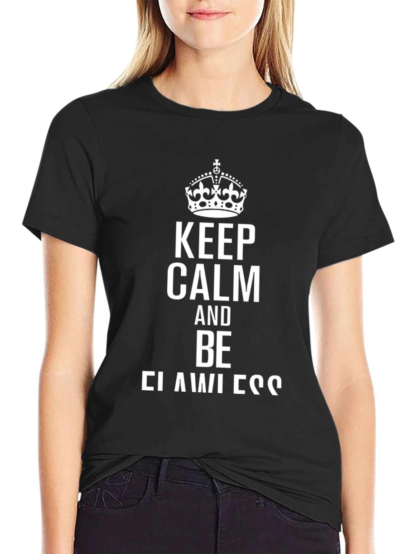 Black Keep Calm Flawless Crown Graphic Tee view 2