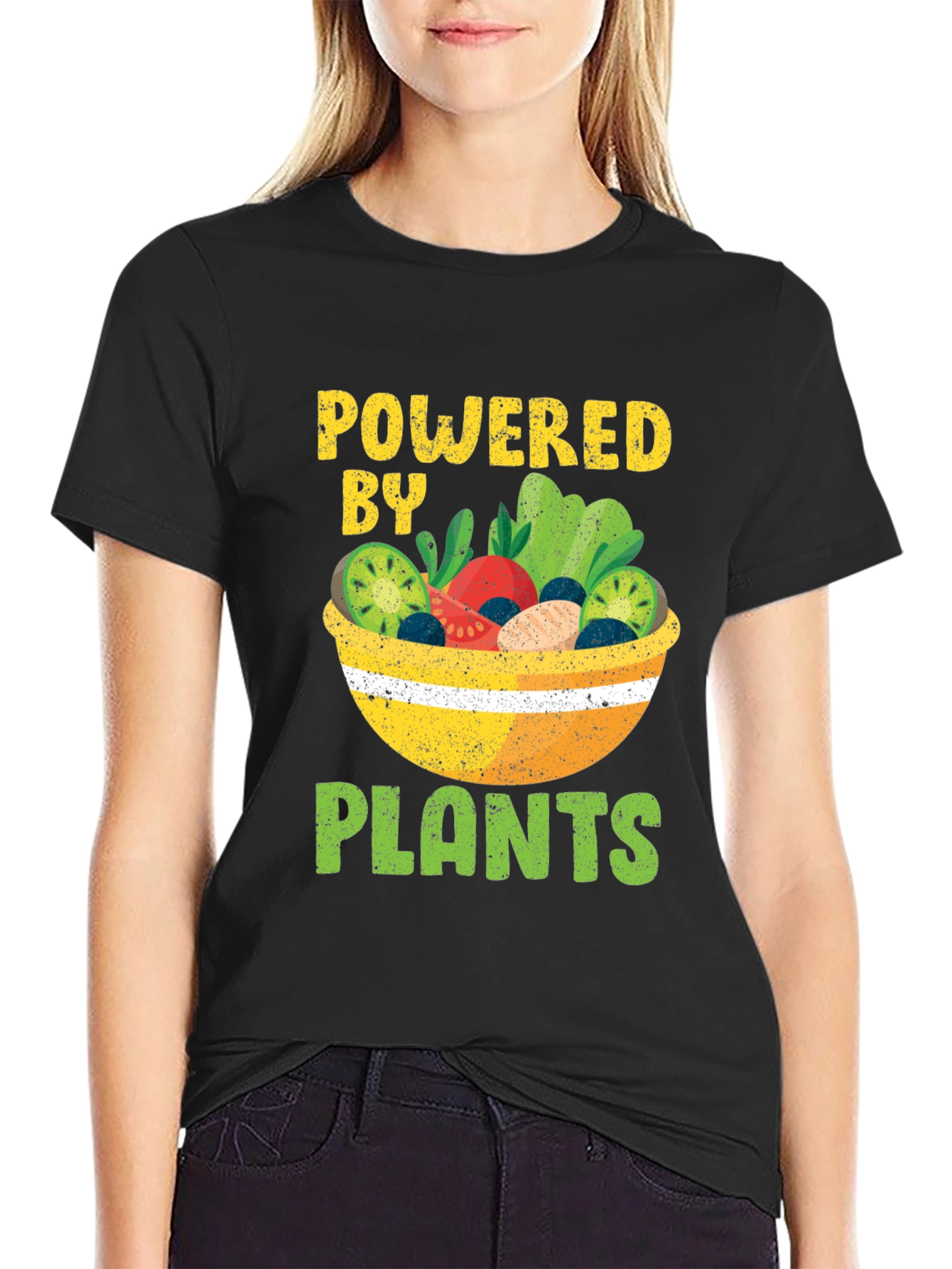 Black Powered by Plants Vegan T-Shirt view 2