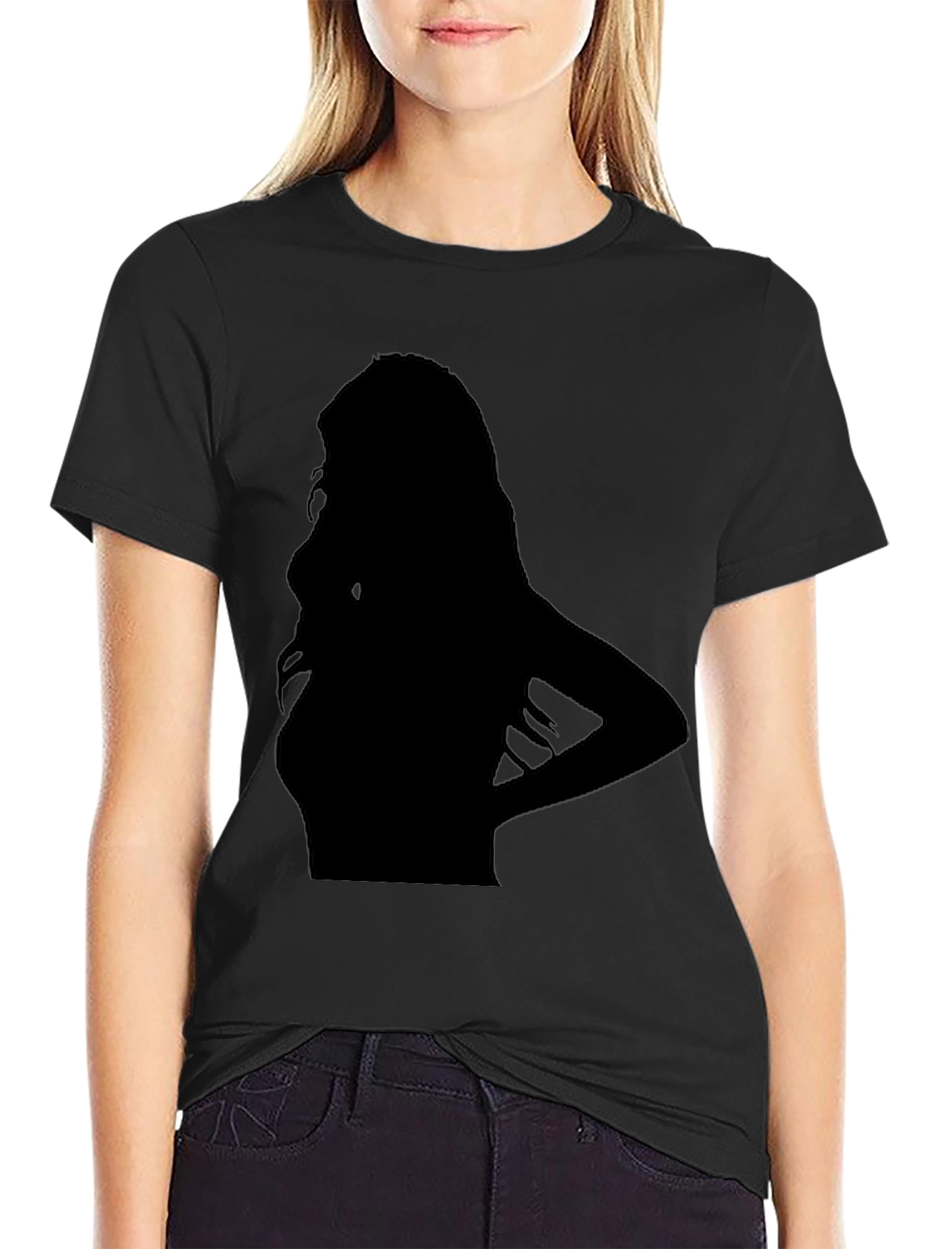 Black Silhouette Graphic Black T-Shirt view 2