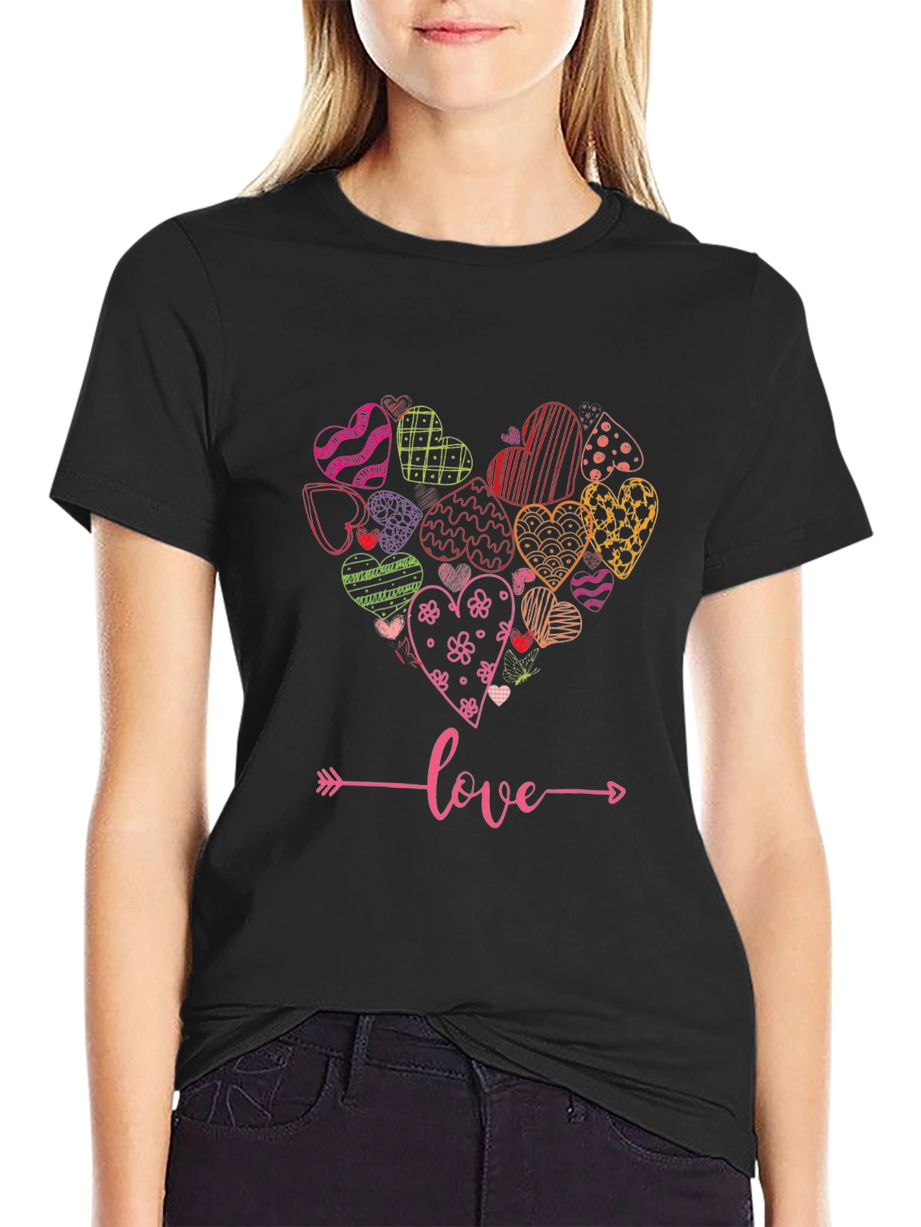 Black Heart Love Graphic Tee - Stylish Unisex T-Shirt view 2