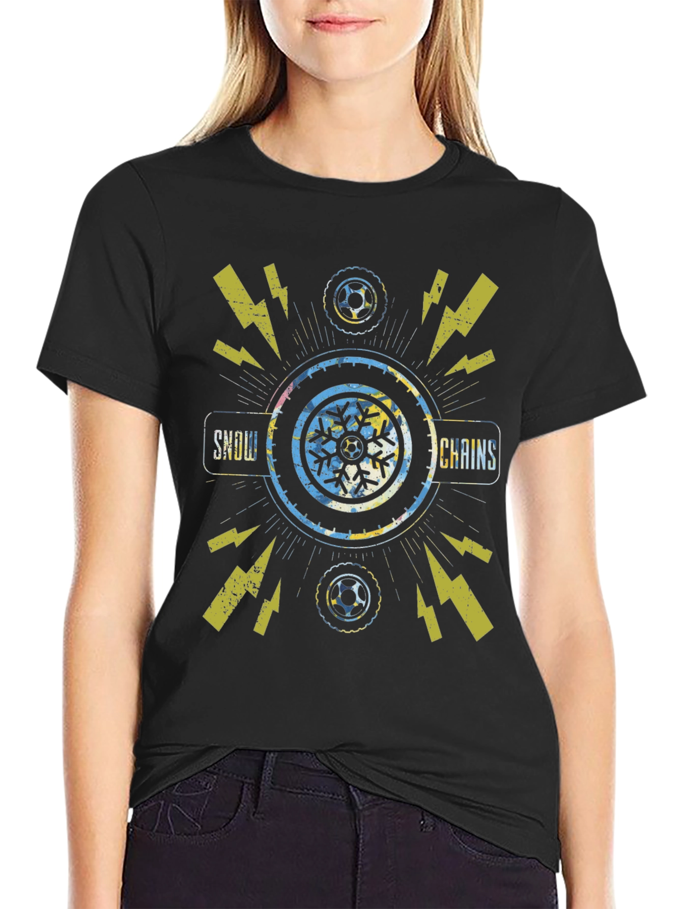 Black Snow Chains Graphic T-Shirt view 2