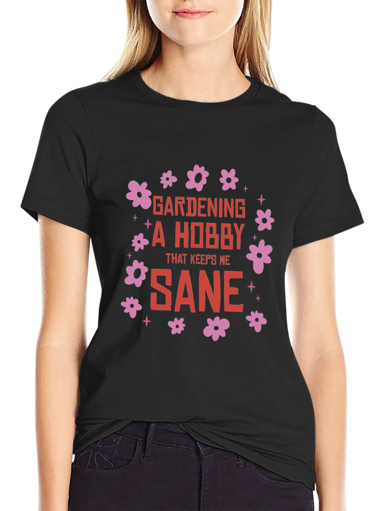 Black Gardening Hobby Graphic Tee - Keeps Me Sane view 2