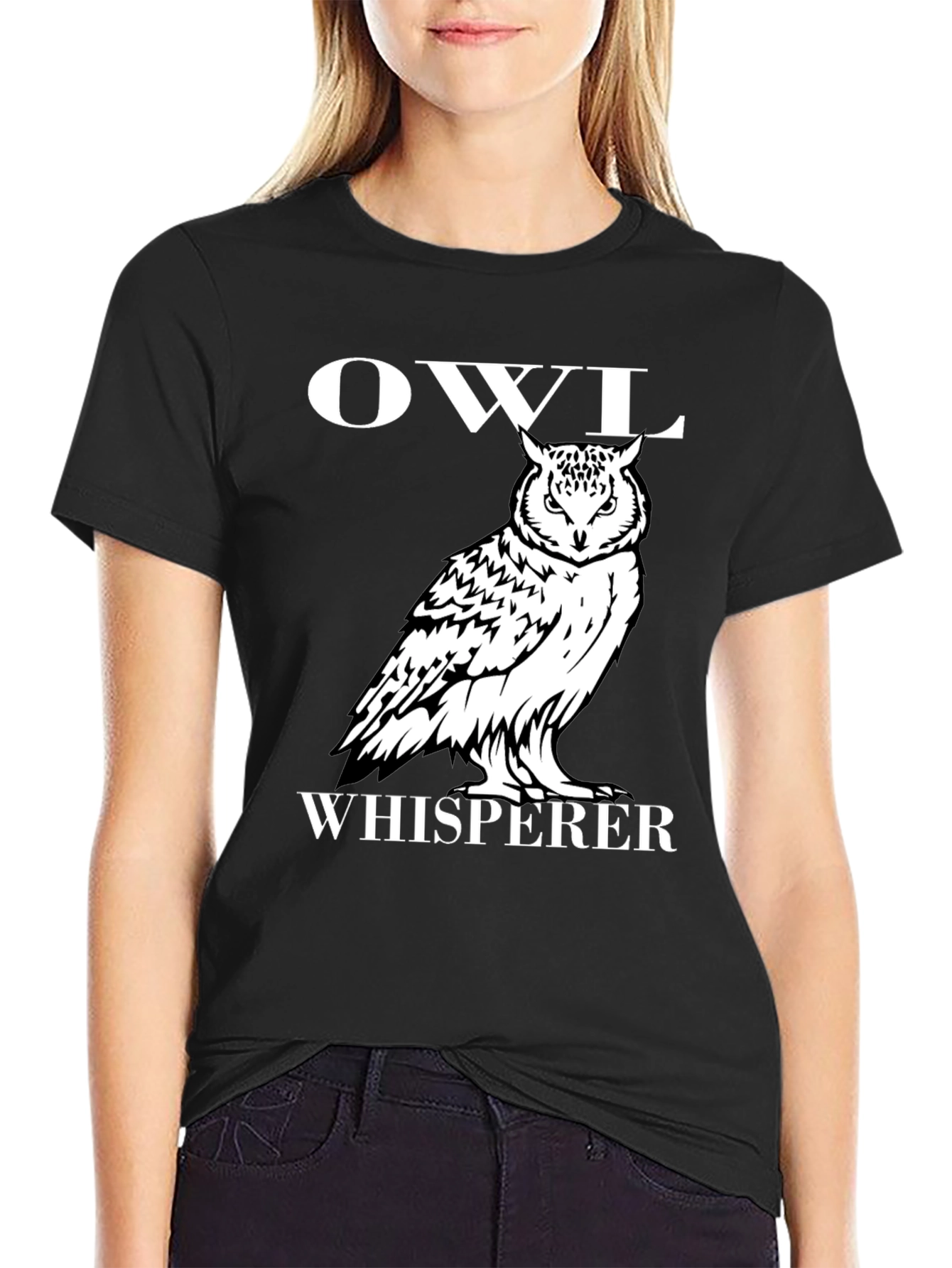 Black Owl Whisperer Graphic T-Shirt view 2