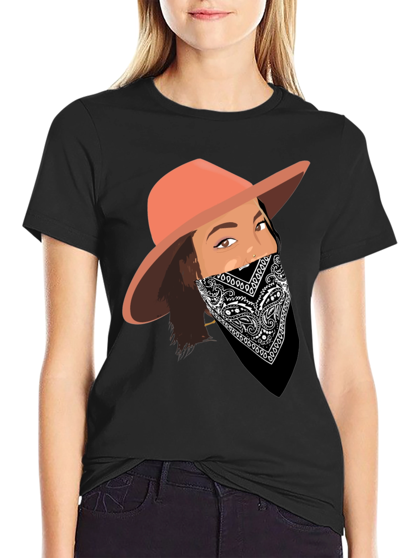Black Bandana Girl Graphic Tee view 2