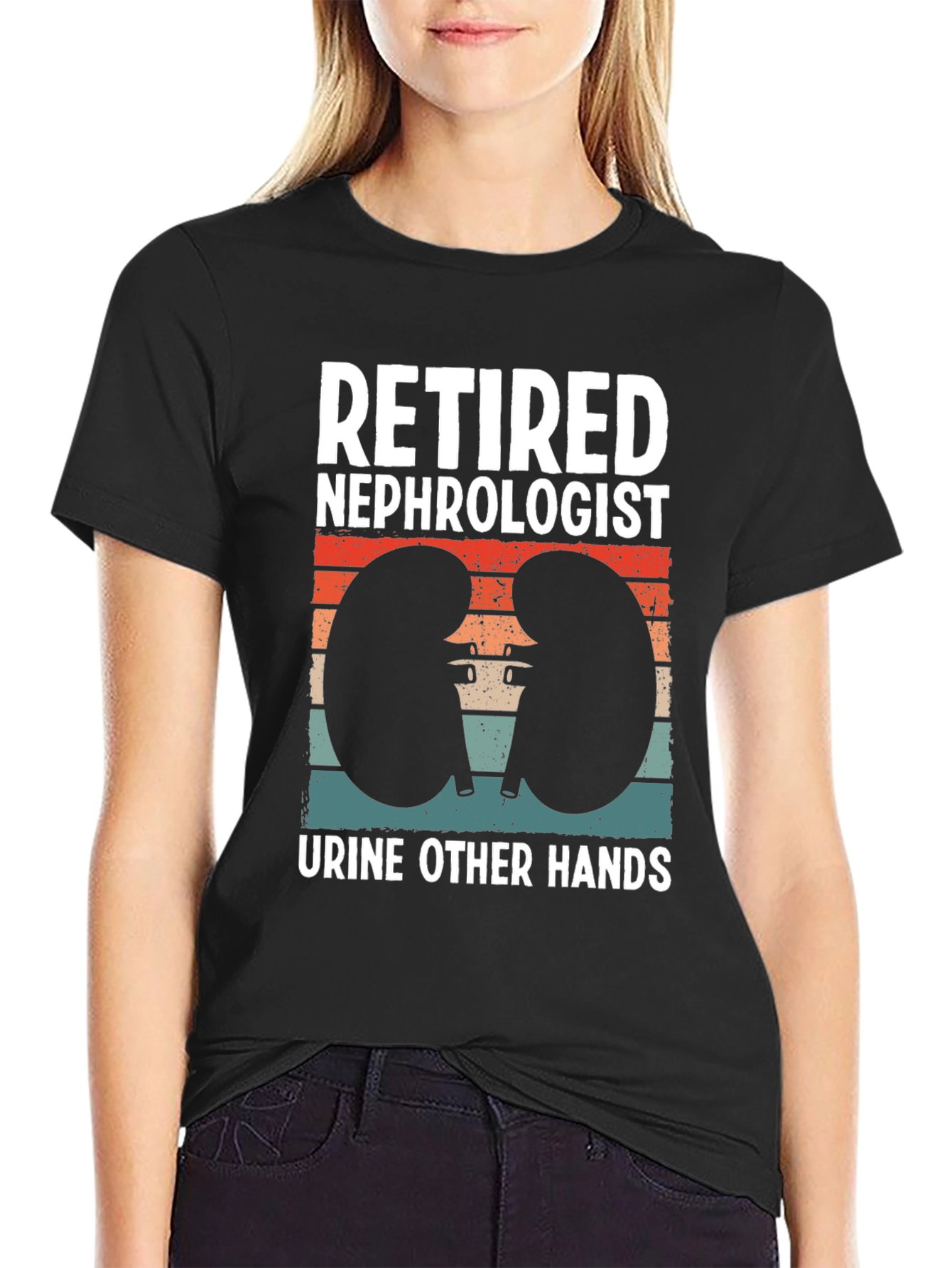 Black Retired Nephrologist T-Shirt - Funny Urologist Gift view 2