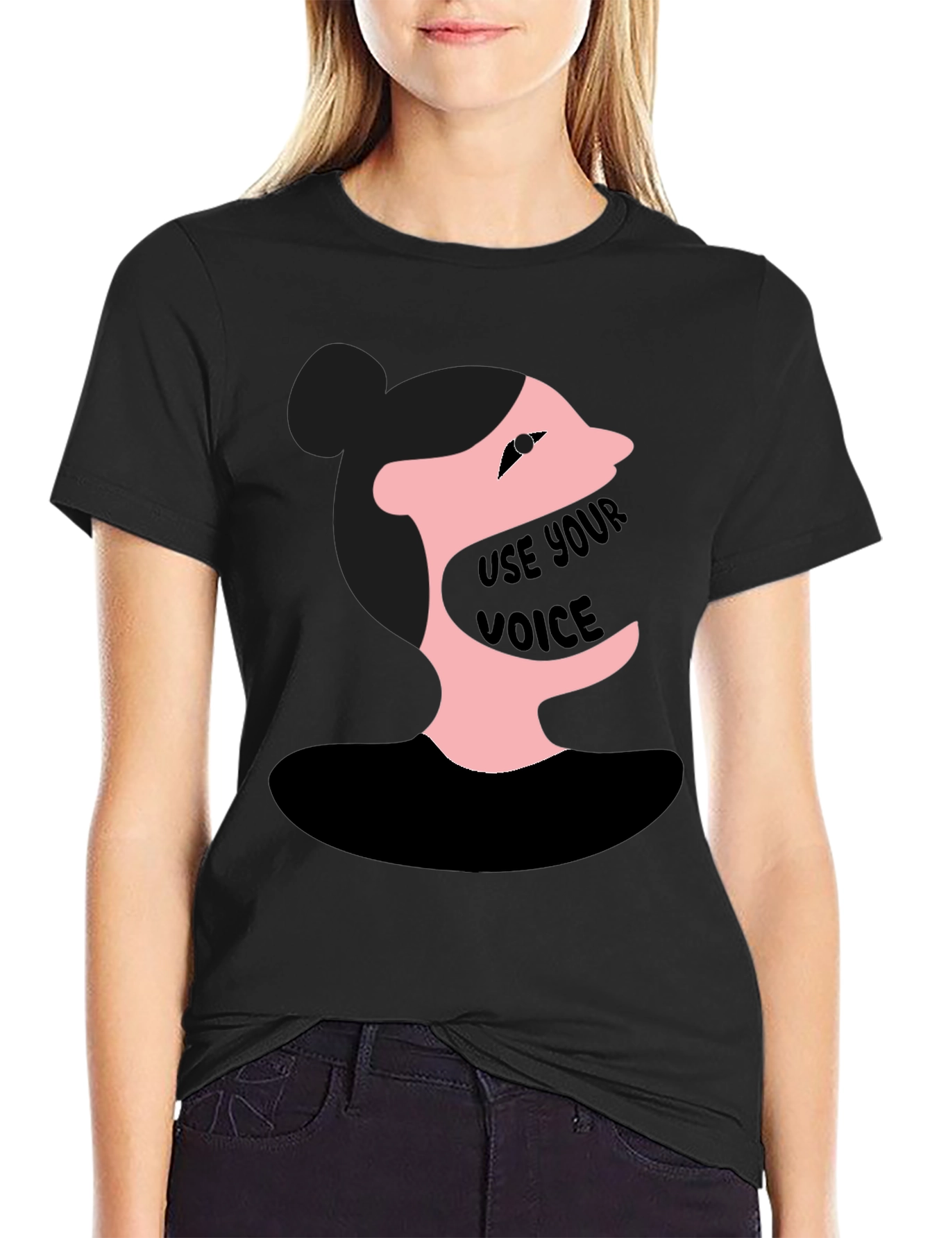Black Use Your Voice Graphic Tee - Black Unisex Shirt view 2