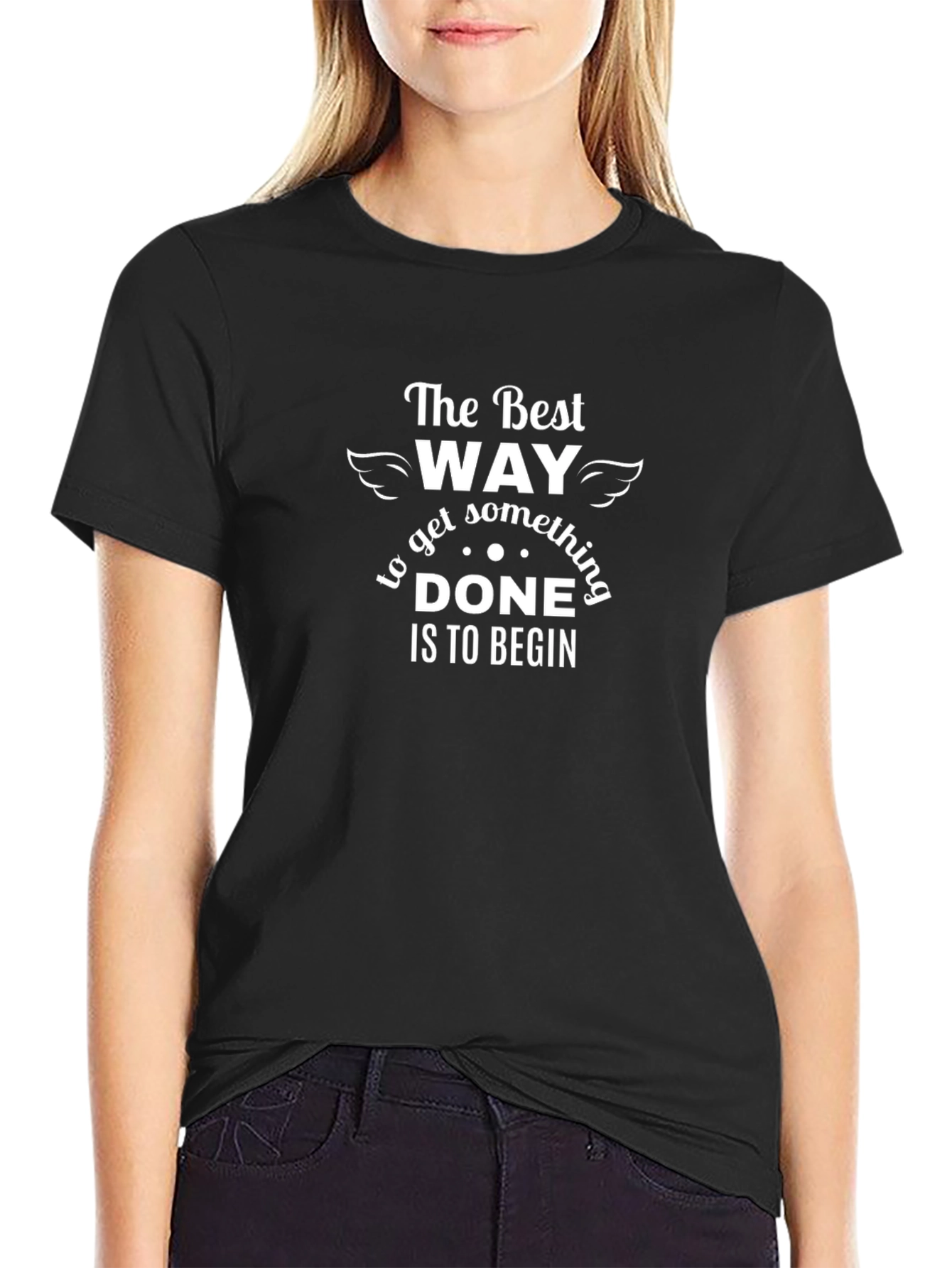 Black Motivational T-Shirt - The Best Way to Get Something Done view 2
