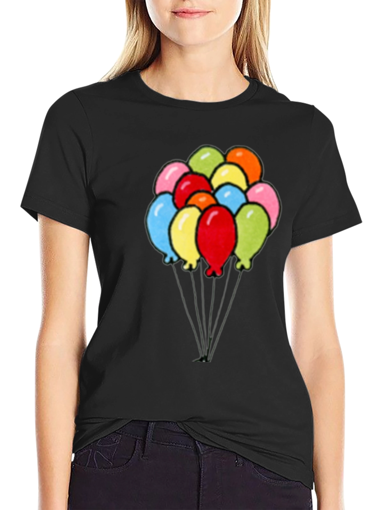 Black Balloons Graphic Black T-Shirt view 2