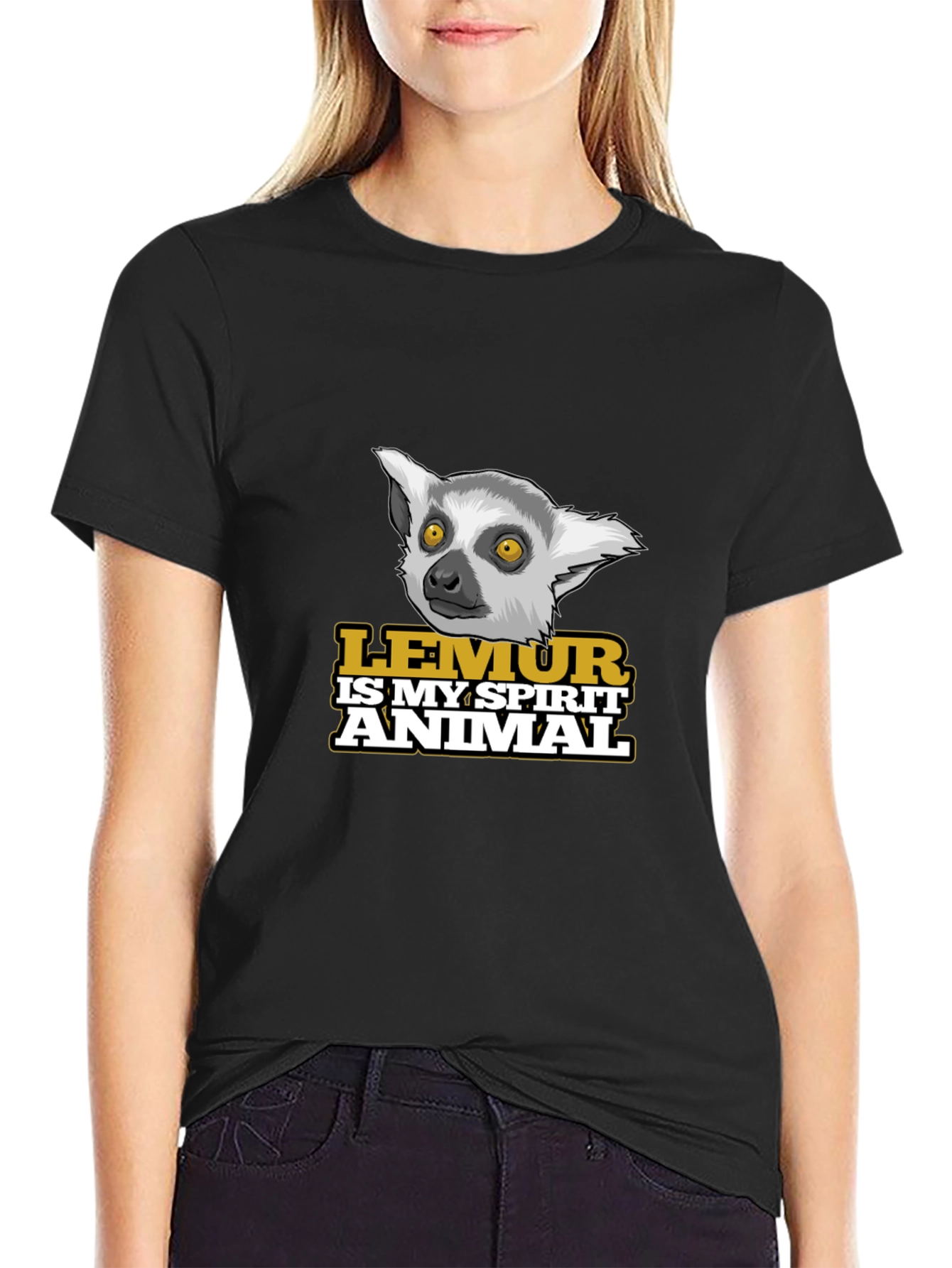 Black Lemur Spirit Animal Black T-Shirt view 2