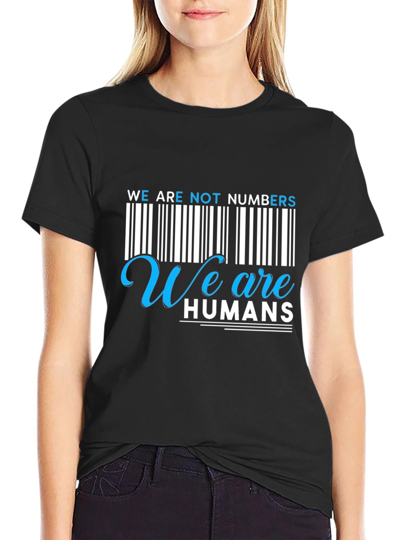 Black We Are Not Numbers, We Are Humans Graphic Tee view 2