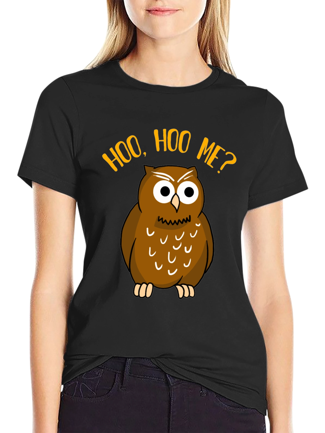 Black Funny Owl Graphic T-Shirt - Hoo, Hoo Me? view 2