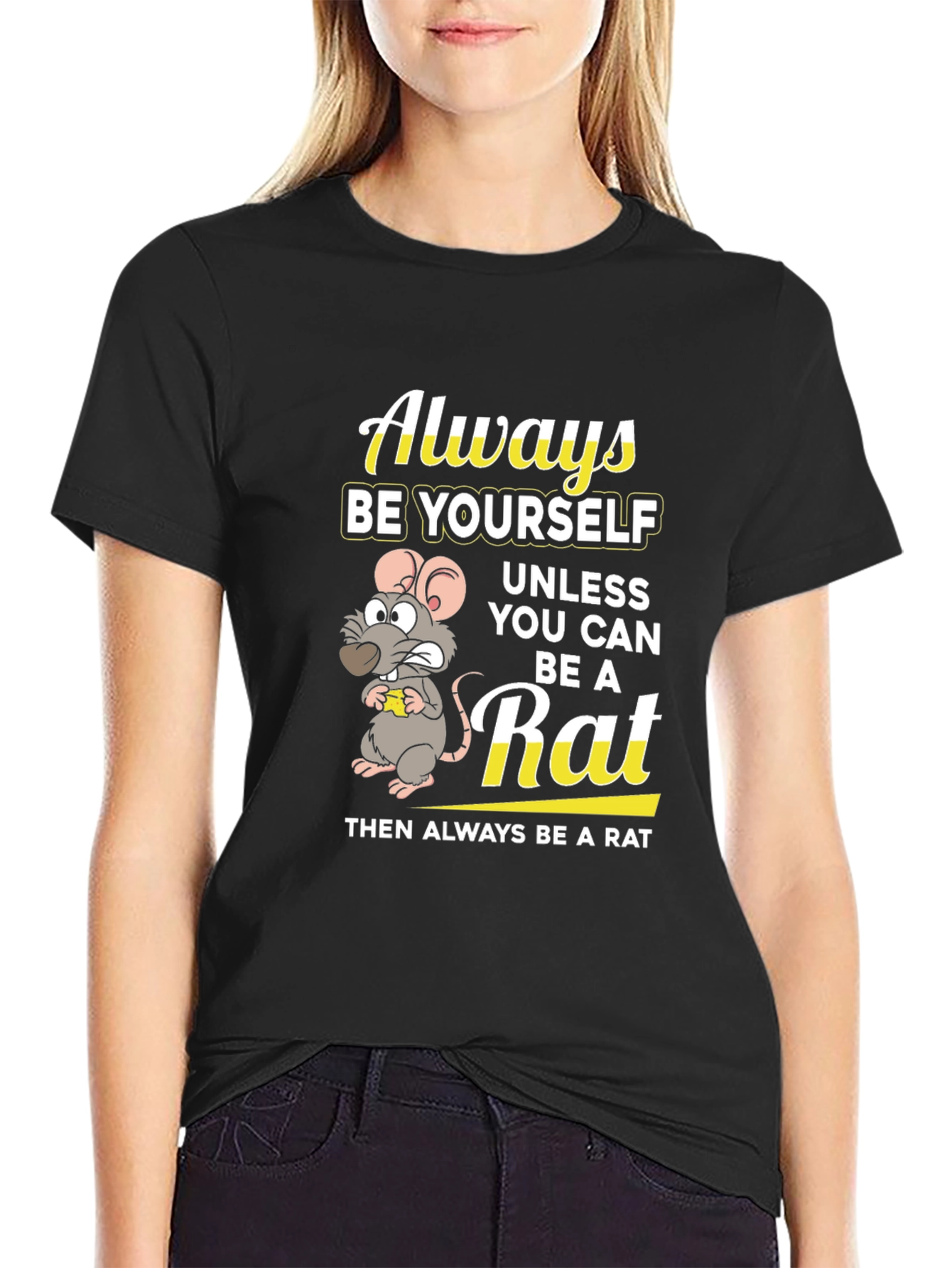 Black Always Be a Rat Graphic T-Shirt - Funny Novelty Tee view 2