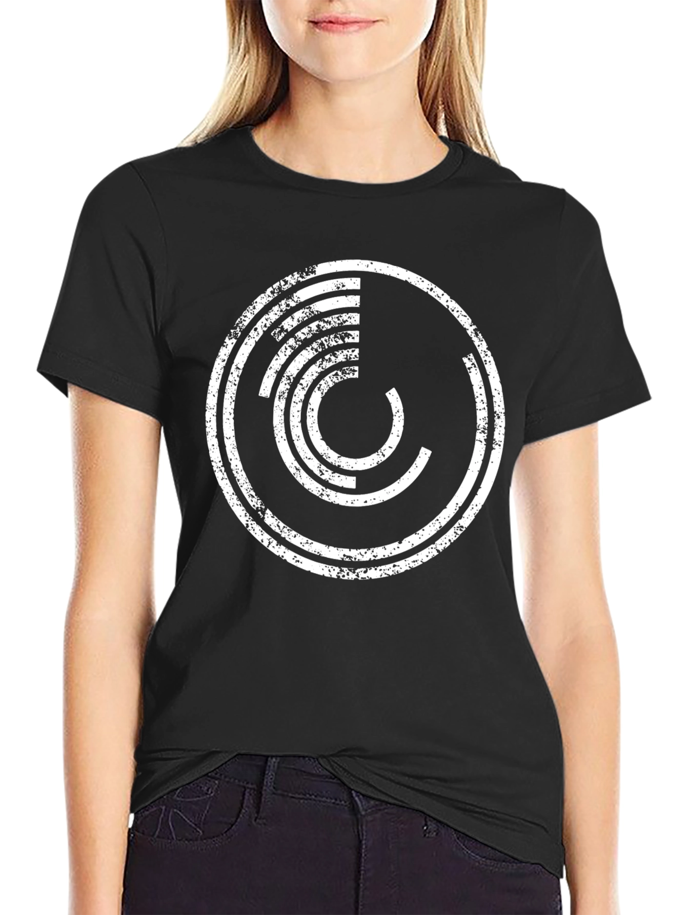 Black Geometric Graphic Print Men's Black Tee view 2