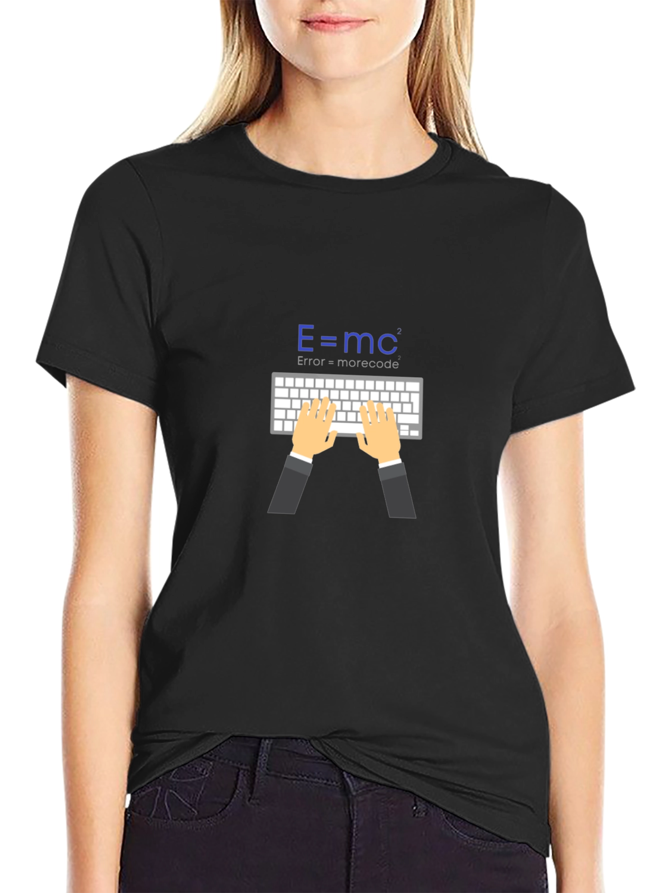 Black E=mc² Coding T-Shirt - Error = More Code view 2