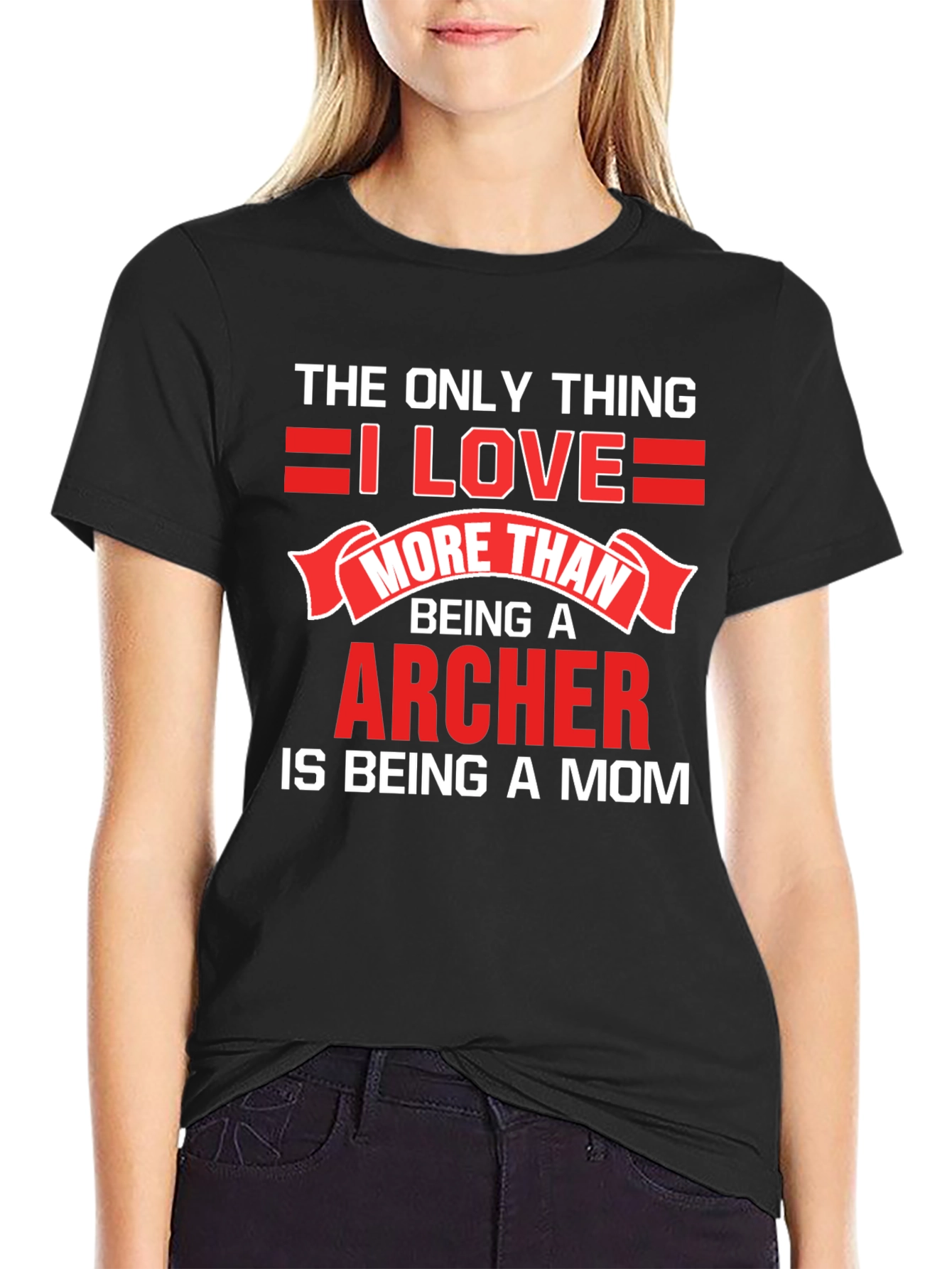 Black Archer Mom T-Shirt - Love Being a Mom! view 2
