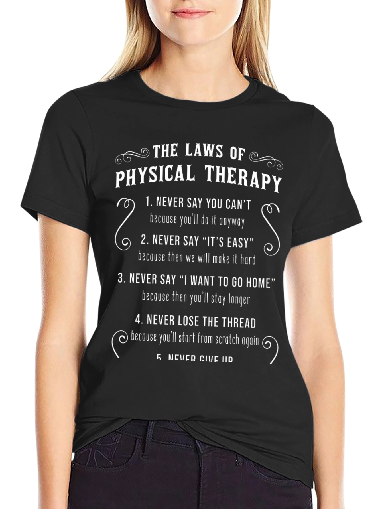Black The Laws of Physical Therapy Graphic T-Shirt view 2