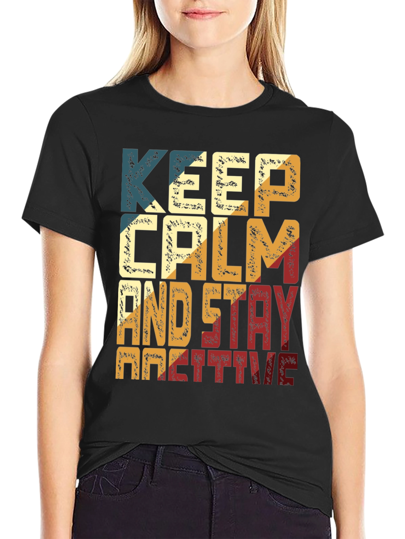 Black Keep Calm And Stay Positive Graphic Tee view 2