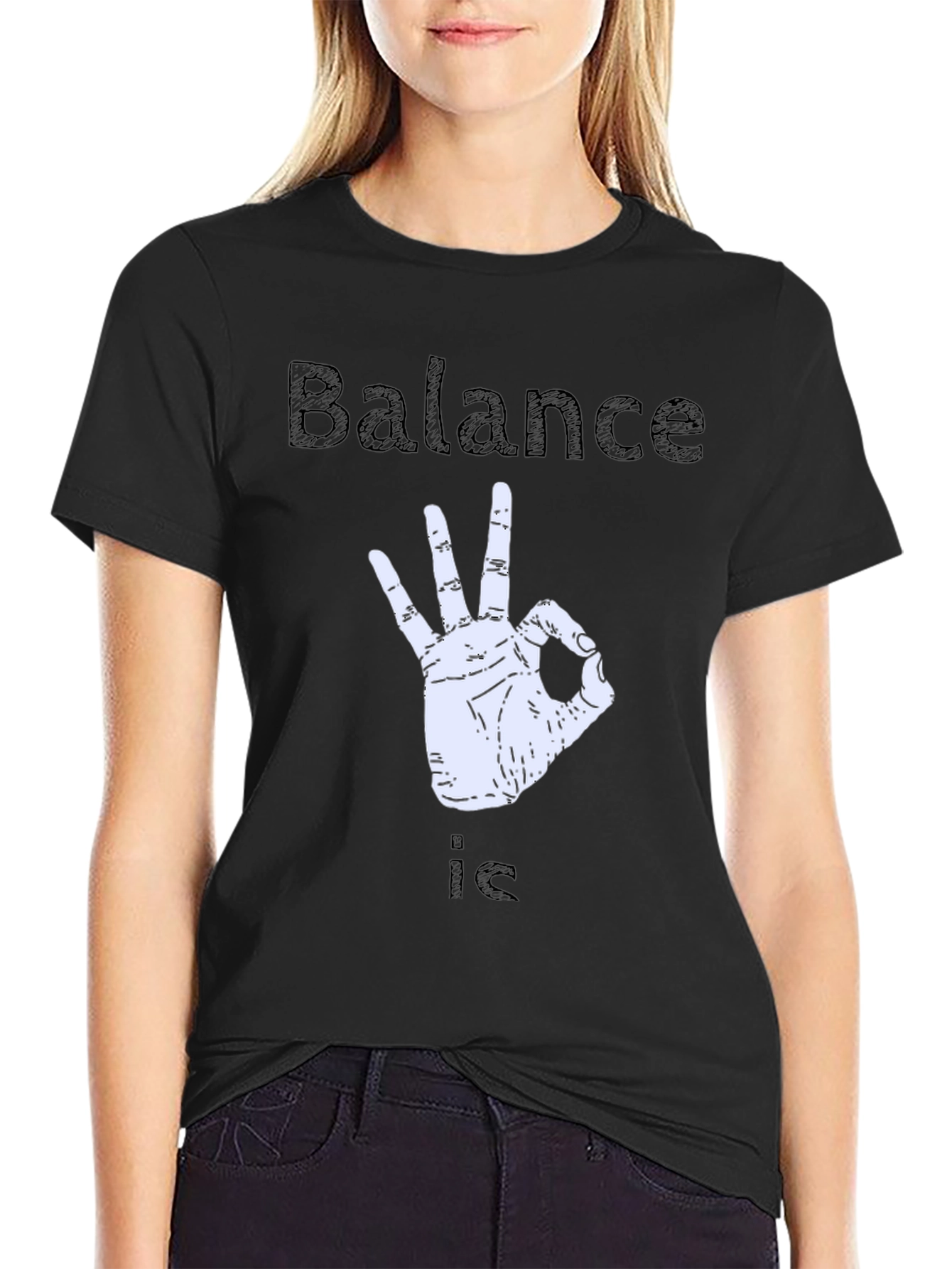 Black Balance is OK T-Shirt - Funny Gesture Tee view 2
