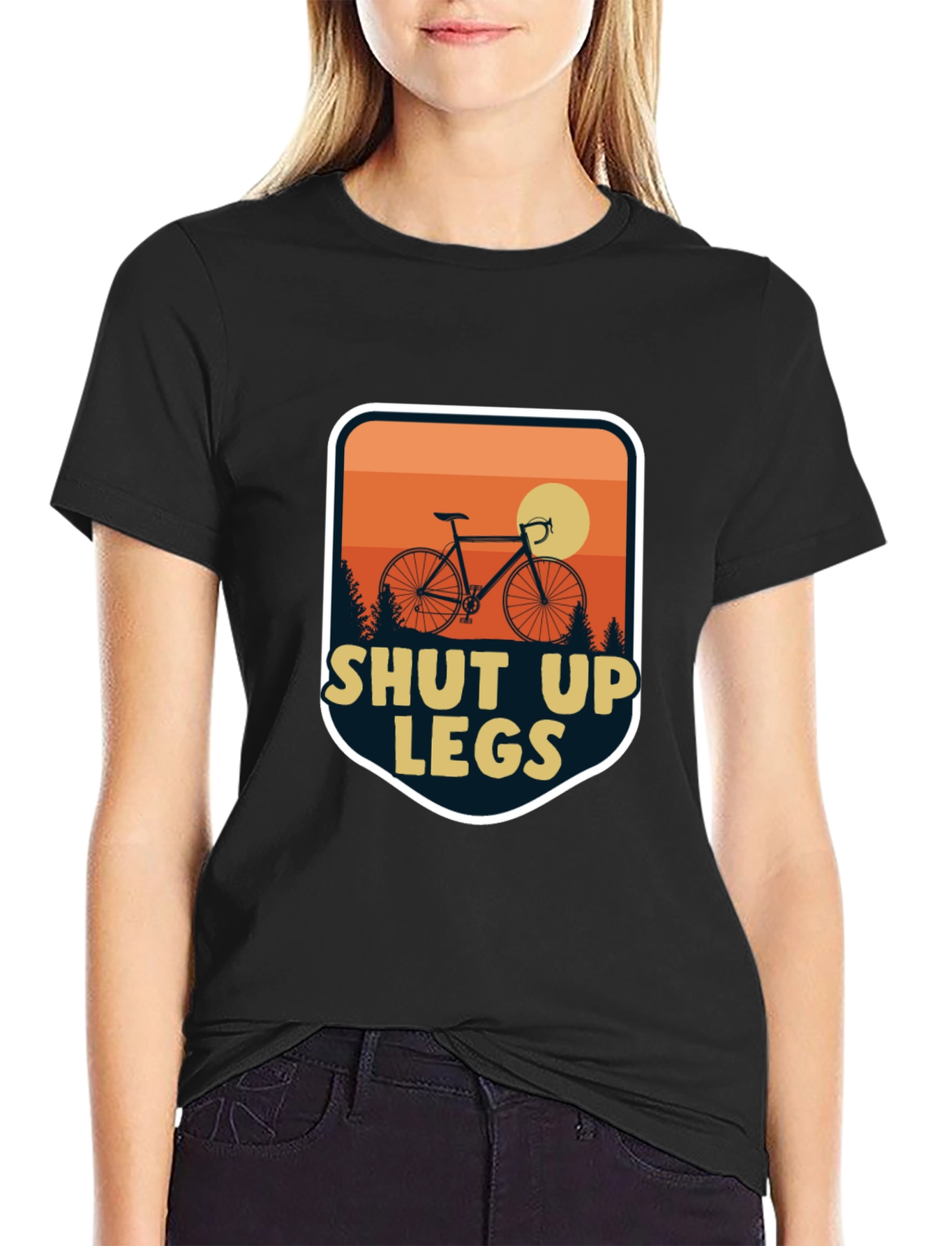 Black Shut Up Legs Cycling T-Shirt view 2