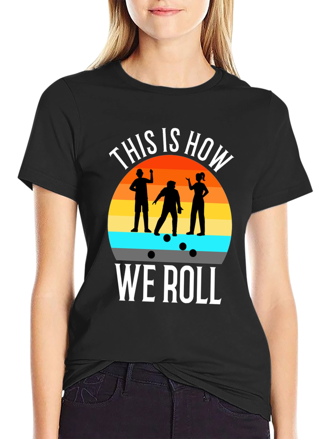 Black Bowling Team T-Shirt - This Is How We Roll Tee view 2