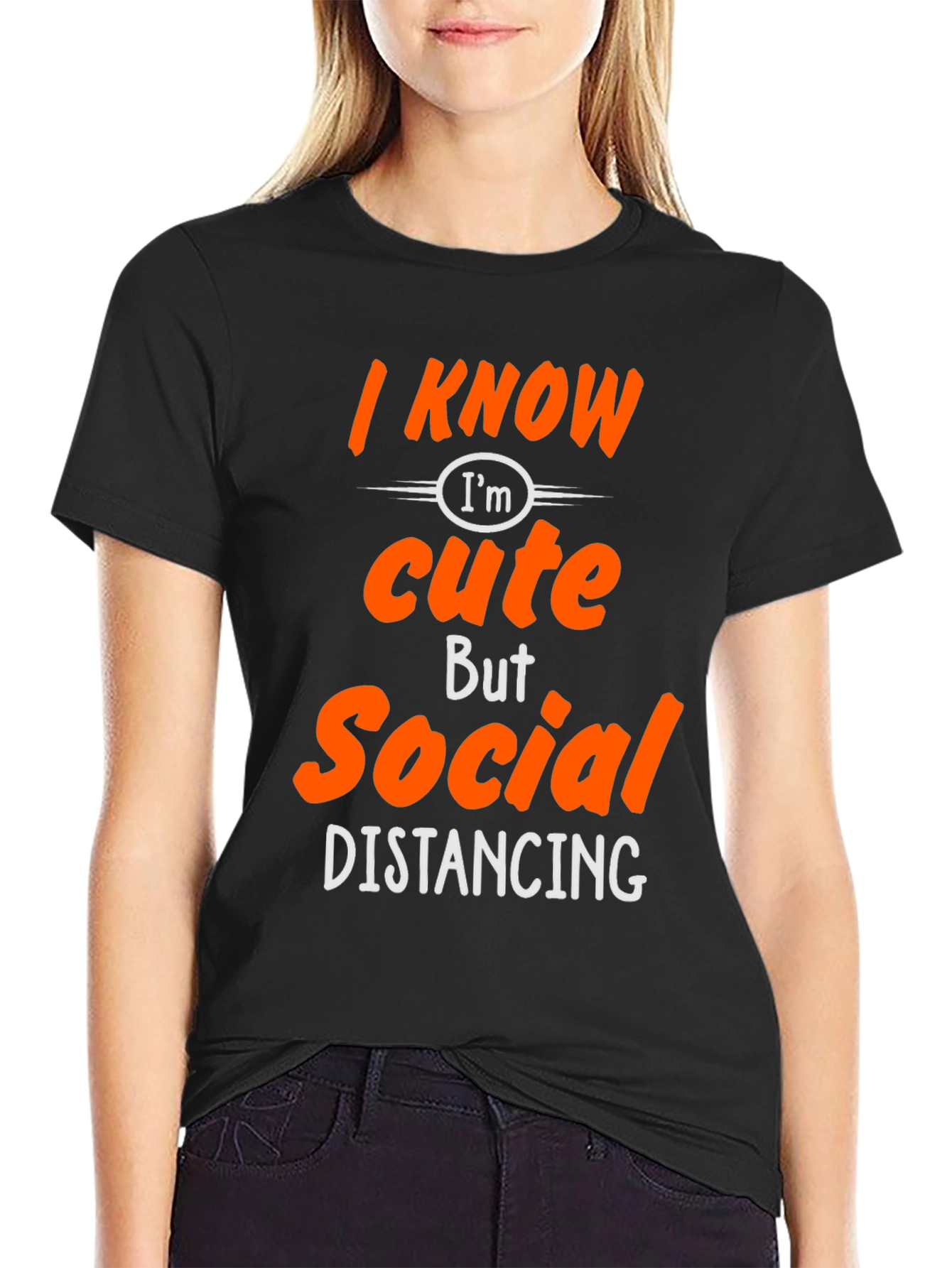 Black Funny Social Distancing Graphic Tee Shirt view 2