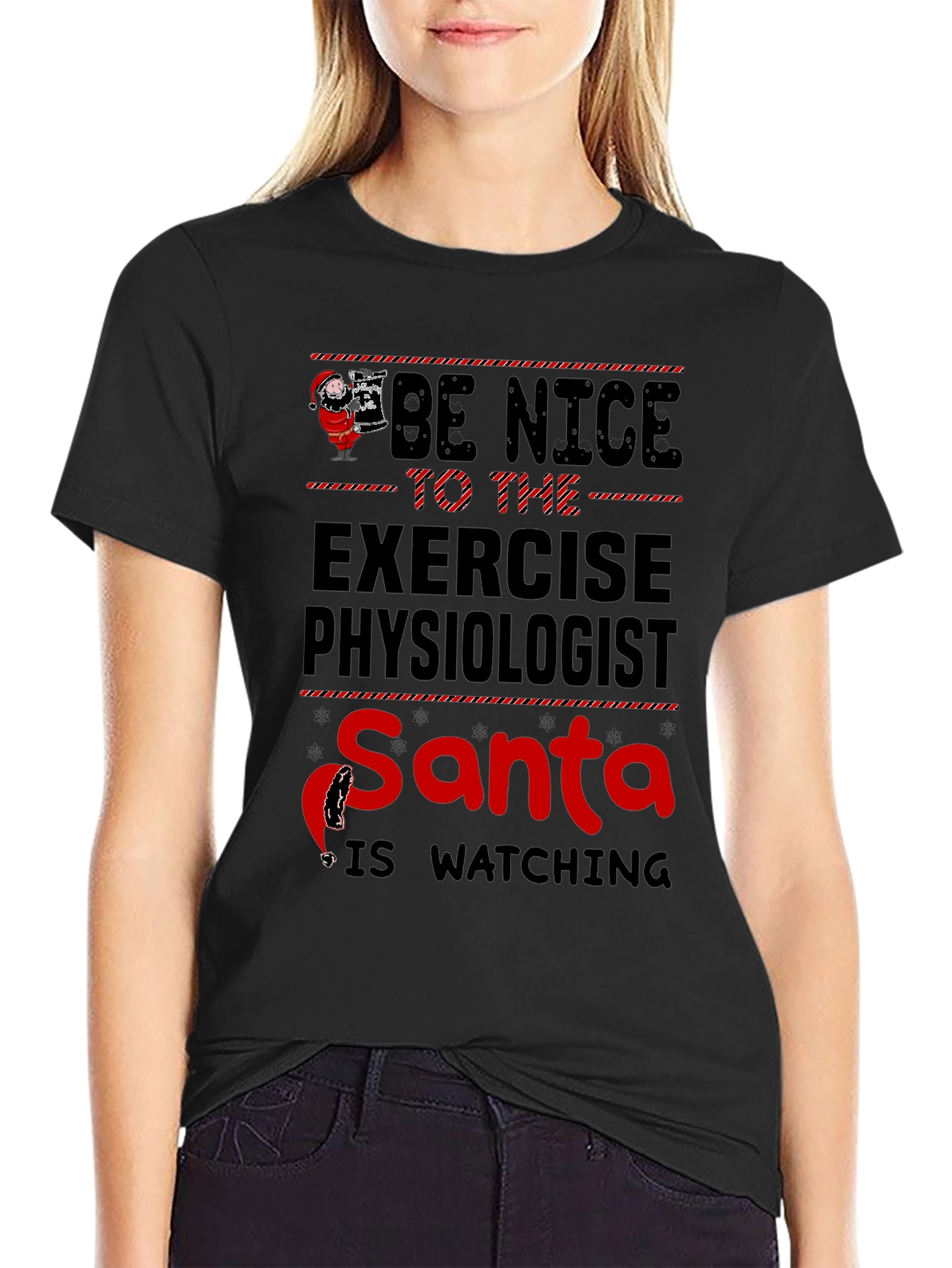 Black Exercise Physiologist Santa T-Shirt view 2