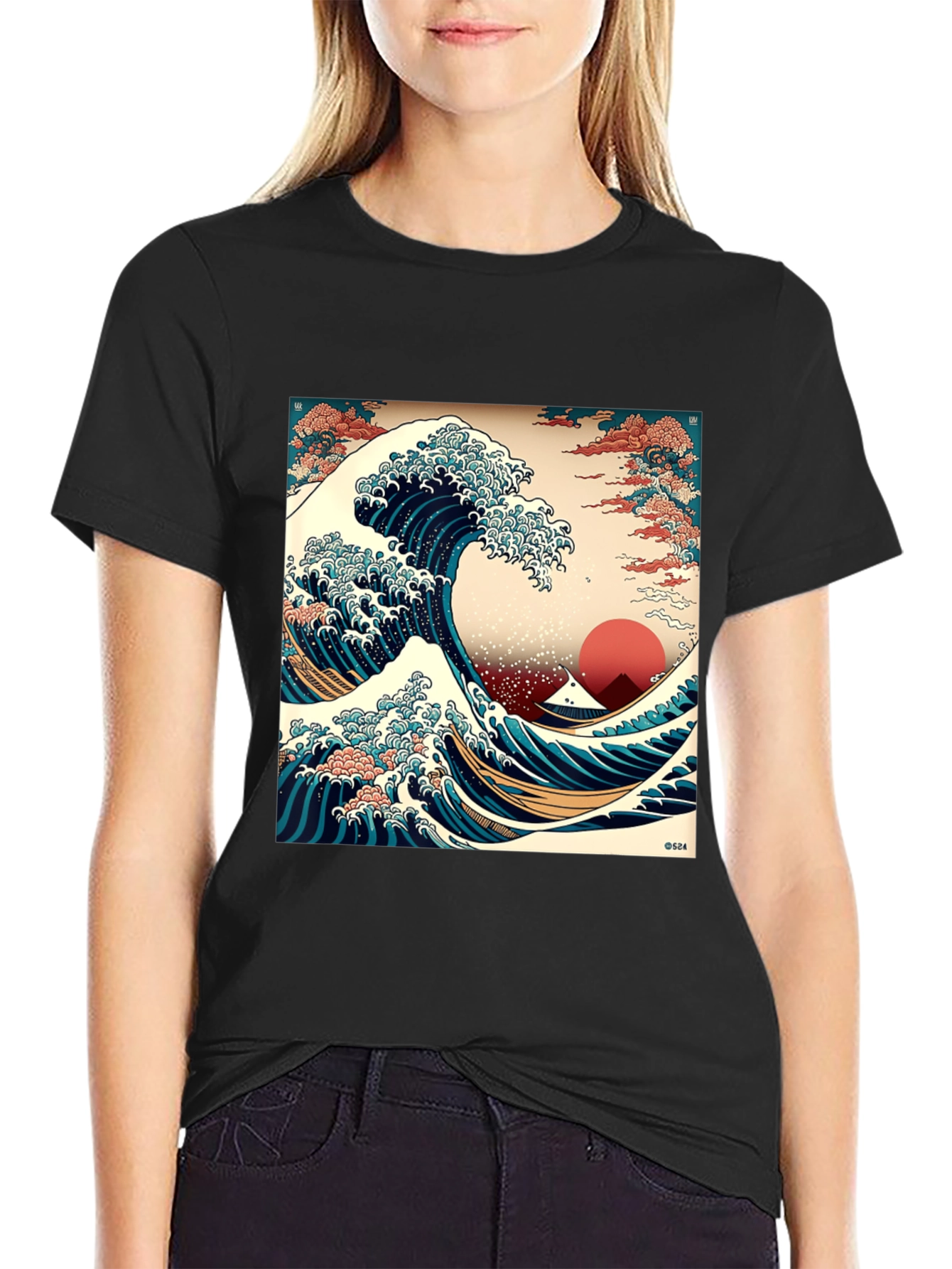 Black Great Wave T-Shirt - Stylish Graphic Tee view 2