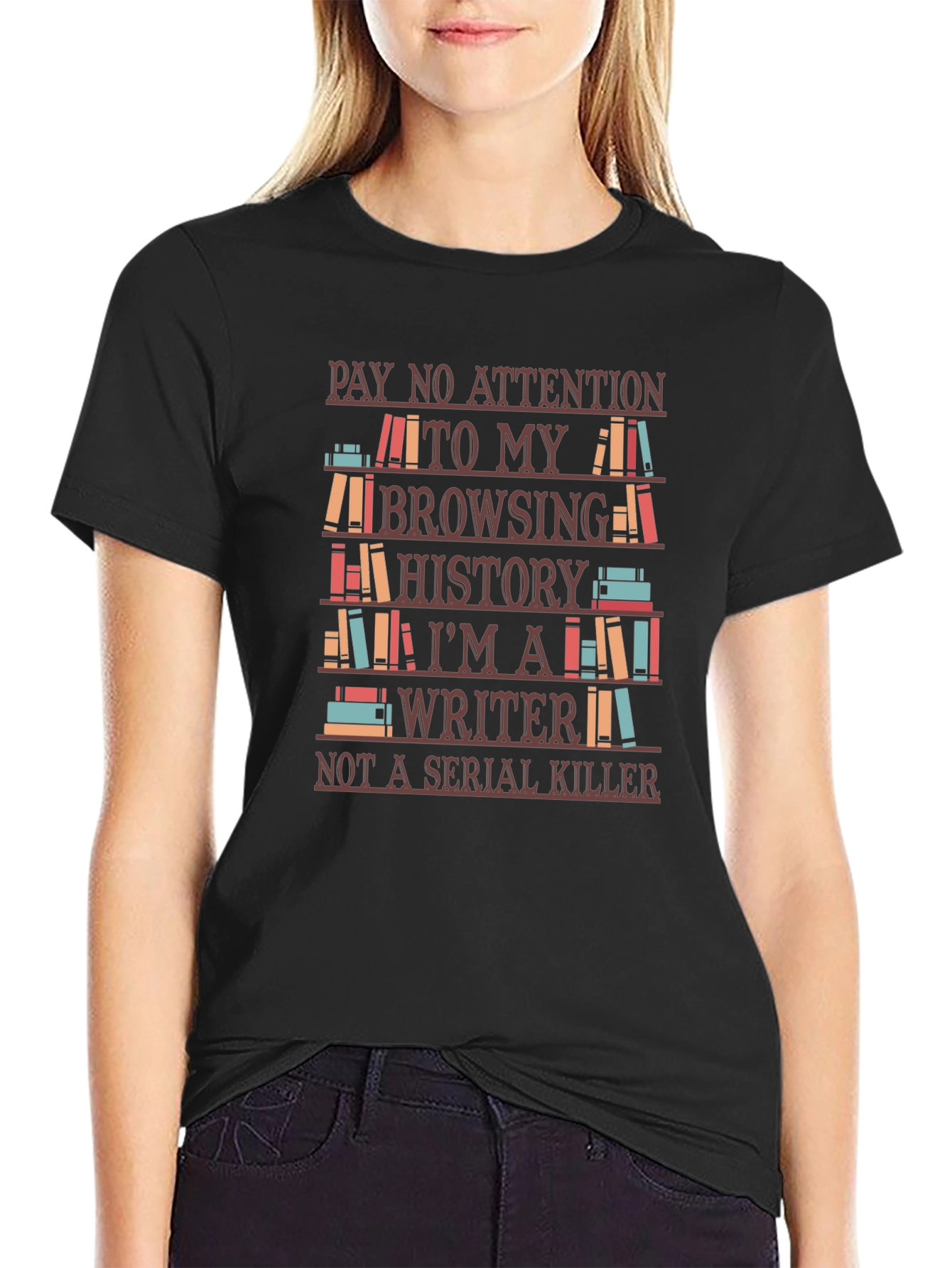 Black Writer T-Shirt - Funny Novelty Tee view 2