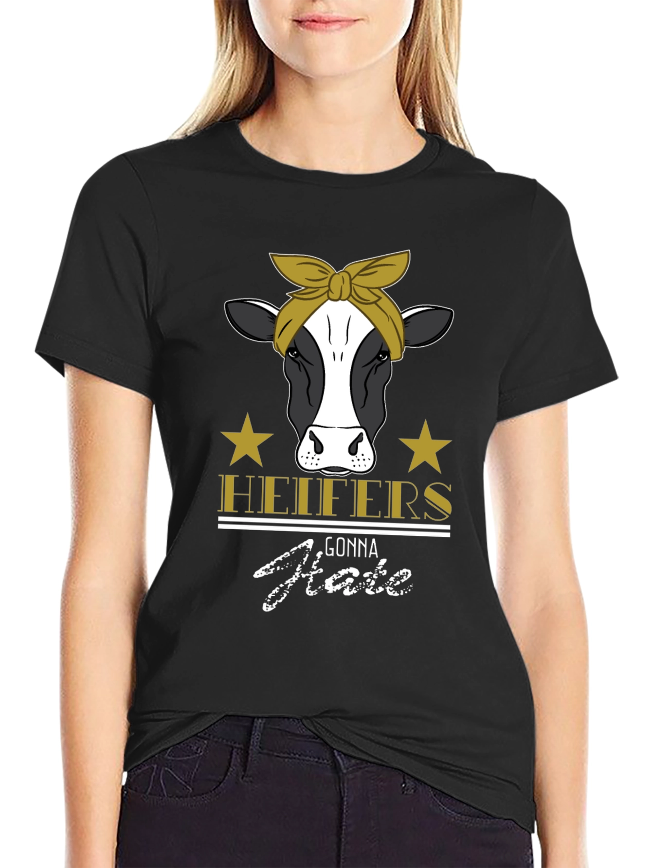 Black Heifers Gonna Hate Graphic T-Shirt - Black Cotton view 2