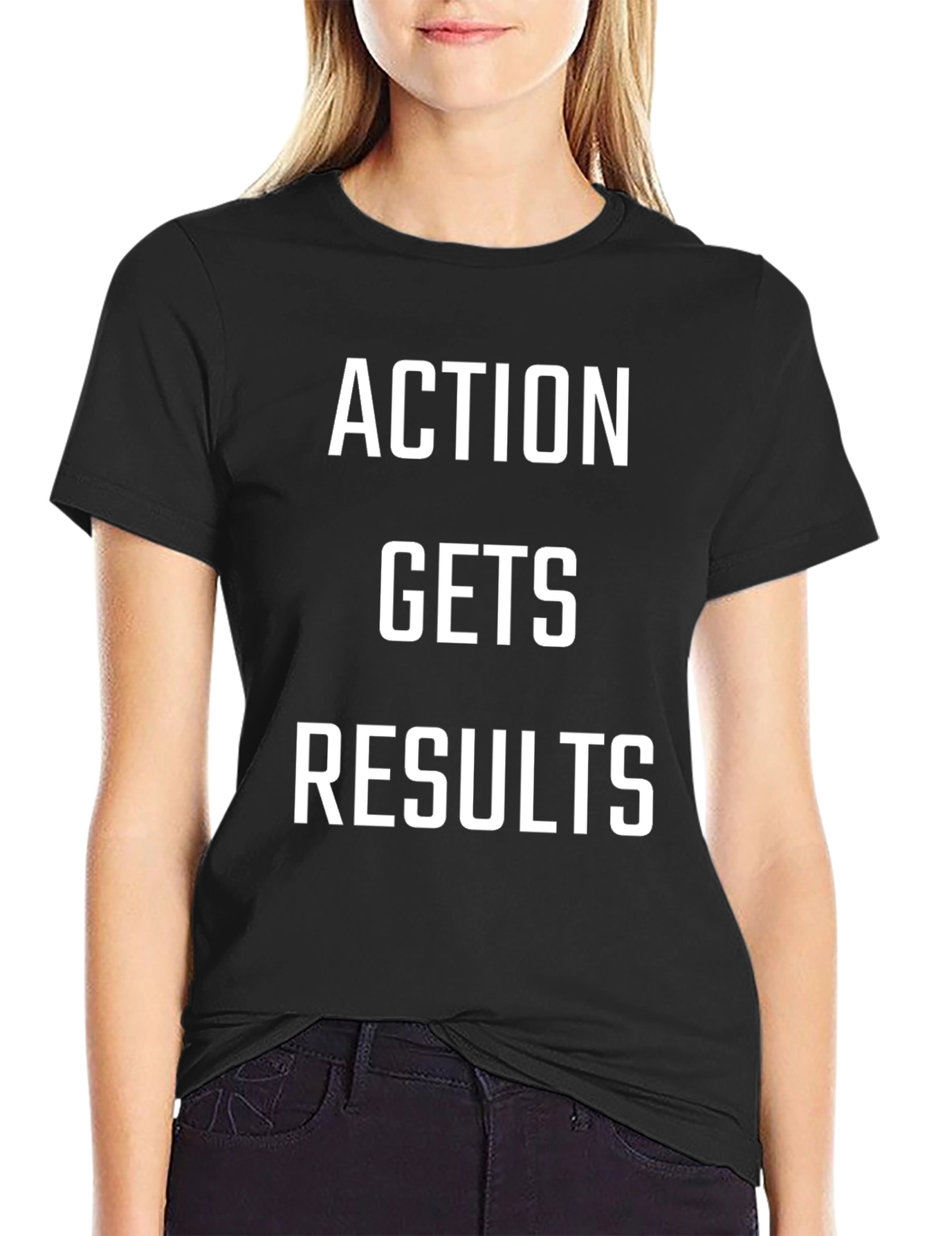 Black Action Gets Results Black Graphic Tee view 2