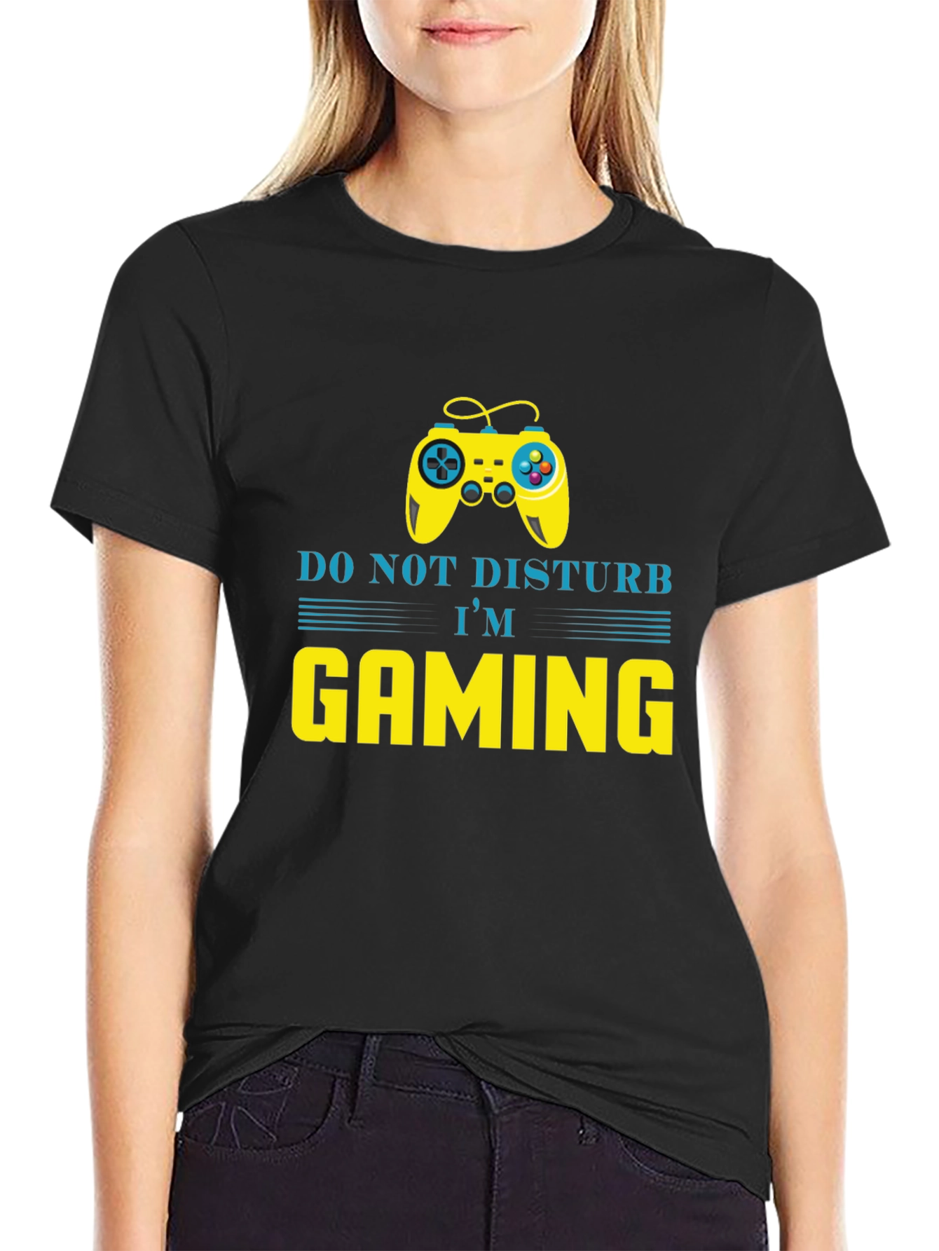 Black Do Not Disturb I'm Gaming T-Shirt view 2