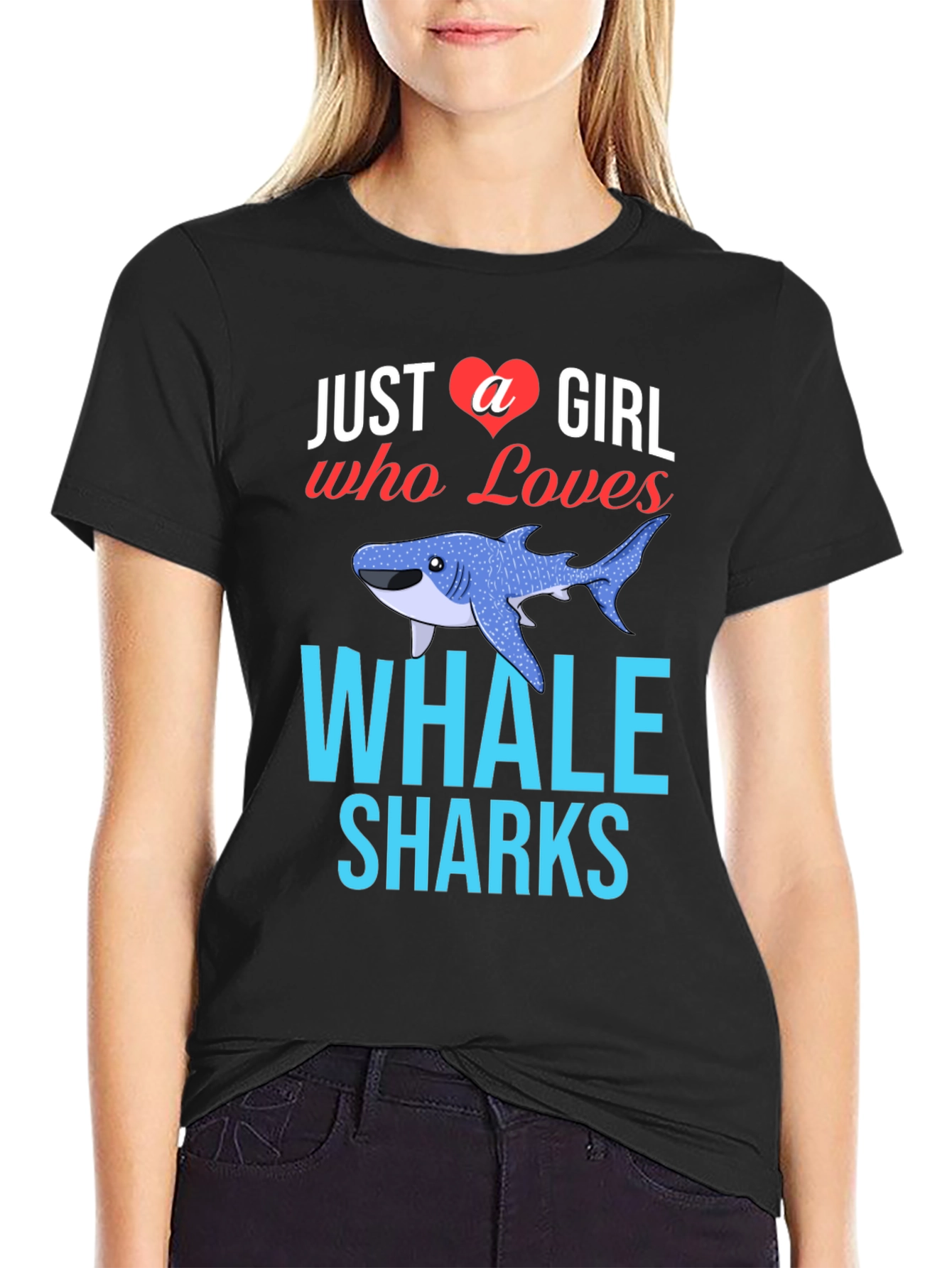 Black Just A Girl Who Loves Whale Sharks T-Shirt view 2