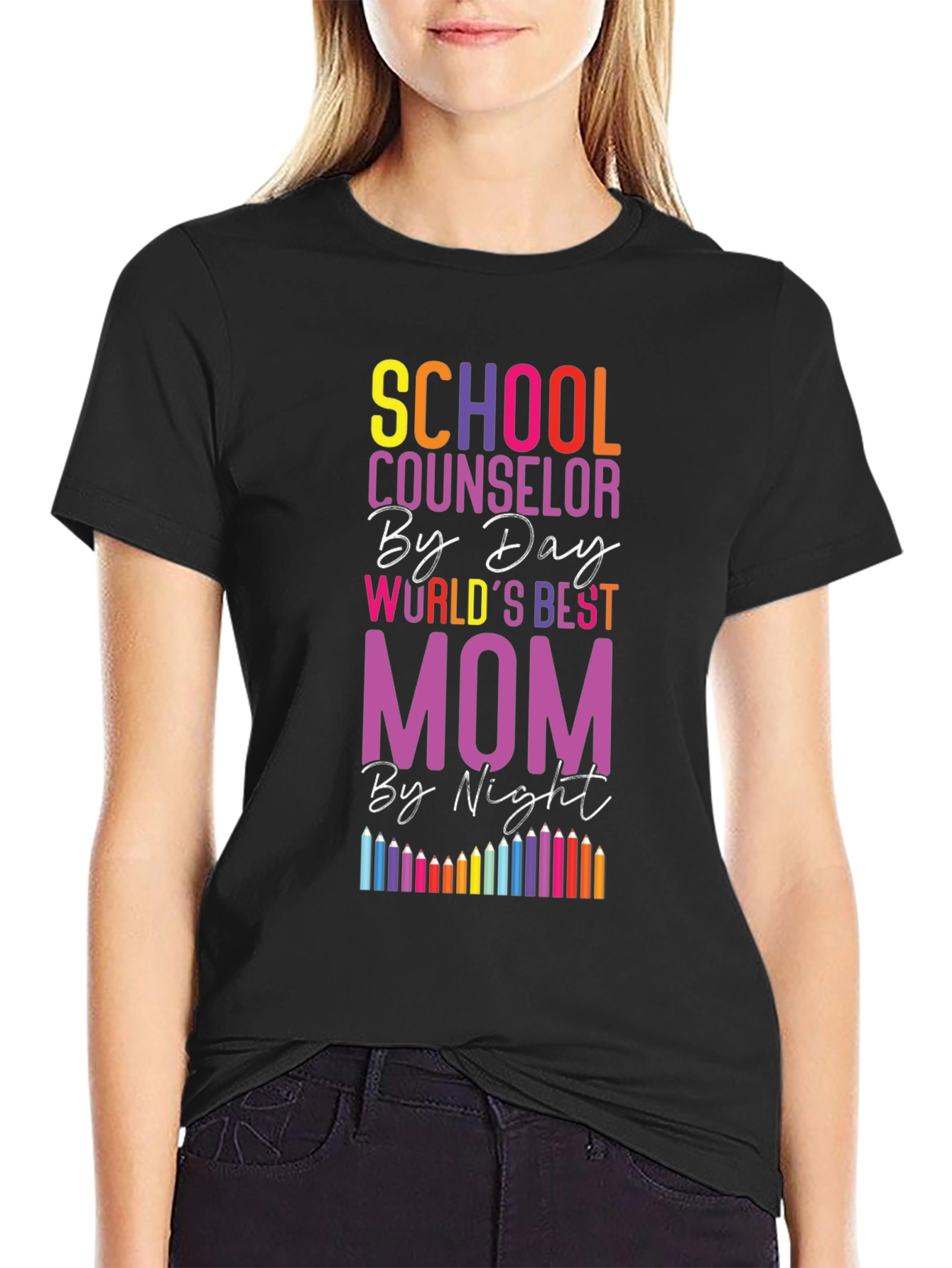 Black School Counselor Mom T-Shirt view 2