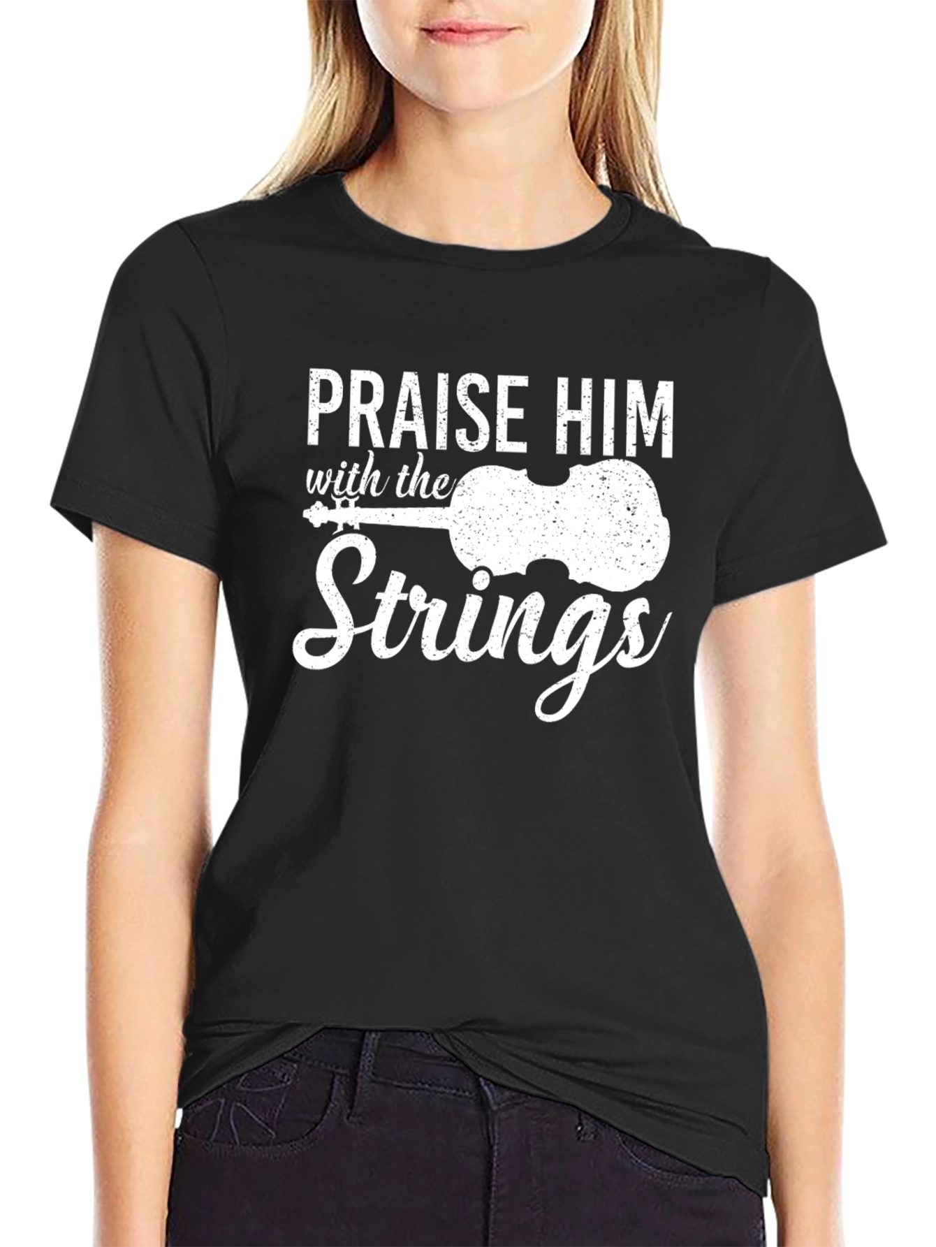 Praise Him With Strings T-Shirt - Christian Music Tee - 2