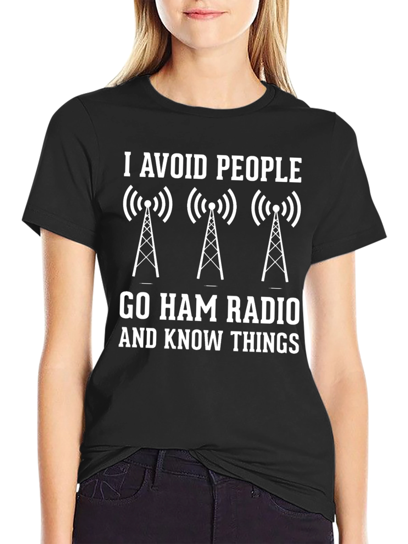 Black Avoid People Go Ham Radio T-Shirt view 2