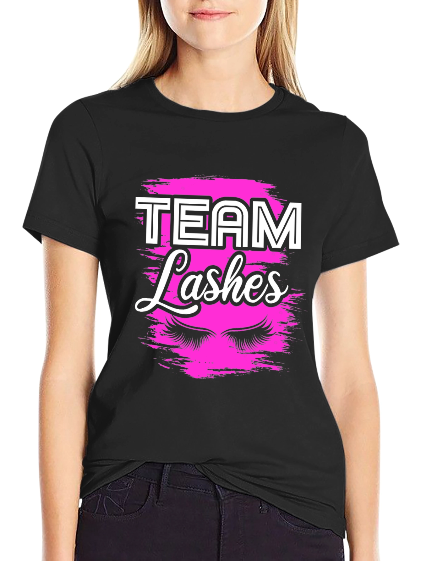 Black Team Lashes Graphic T-Shirt - Beauty Squad Tee view 2