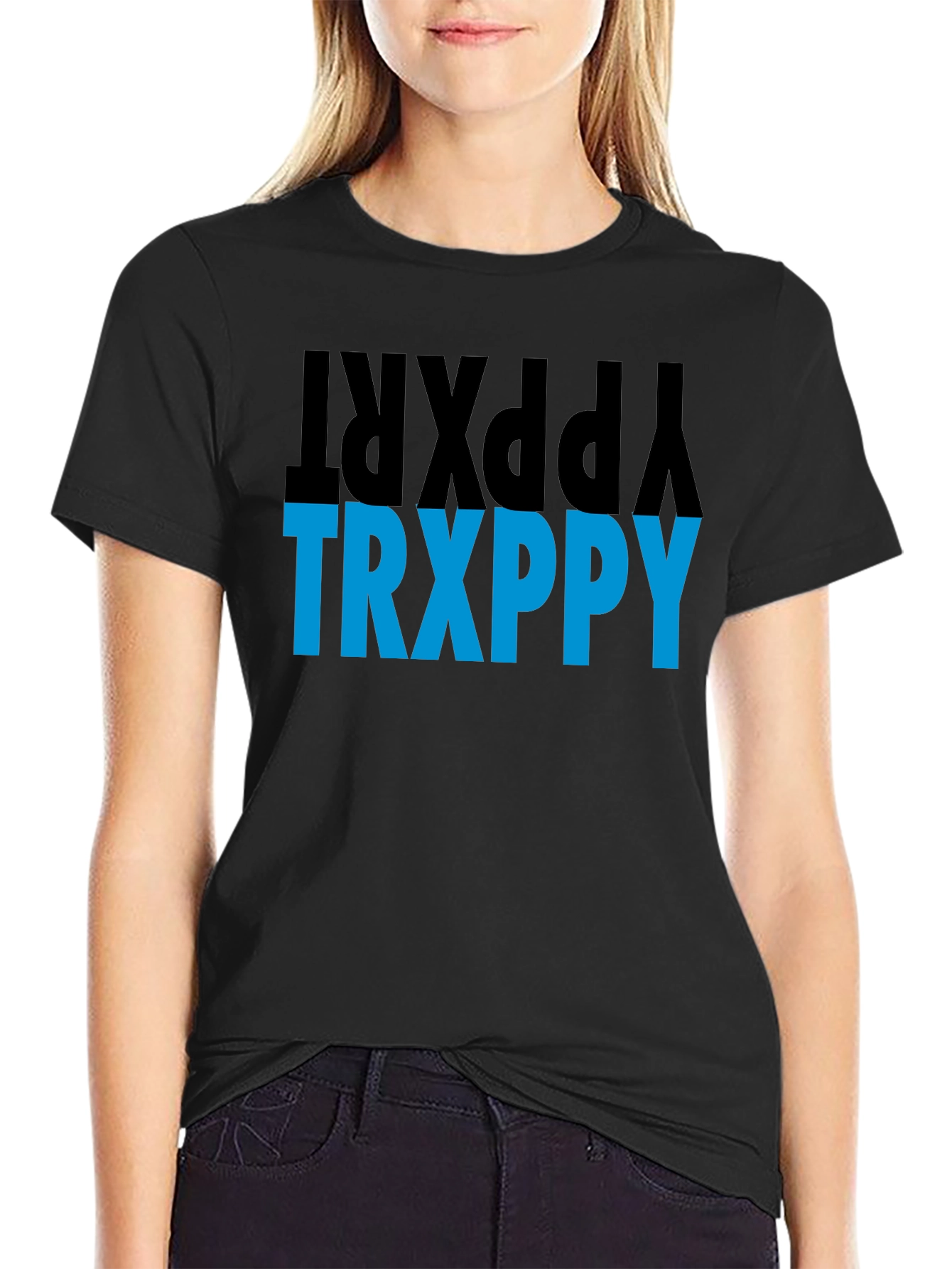Black TRXPPY Tee - Bold Graphic Print T-Shirt view 2
