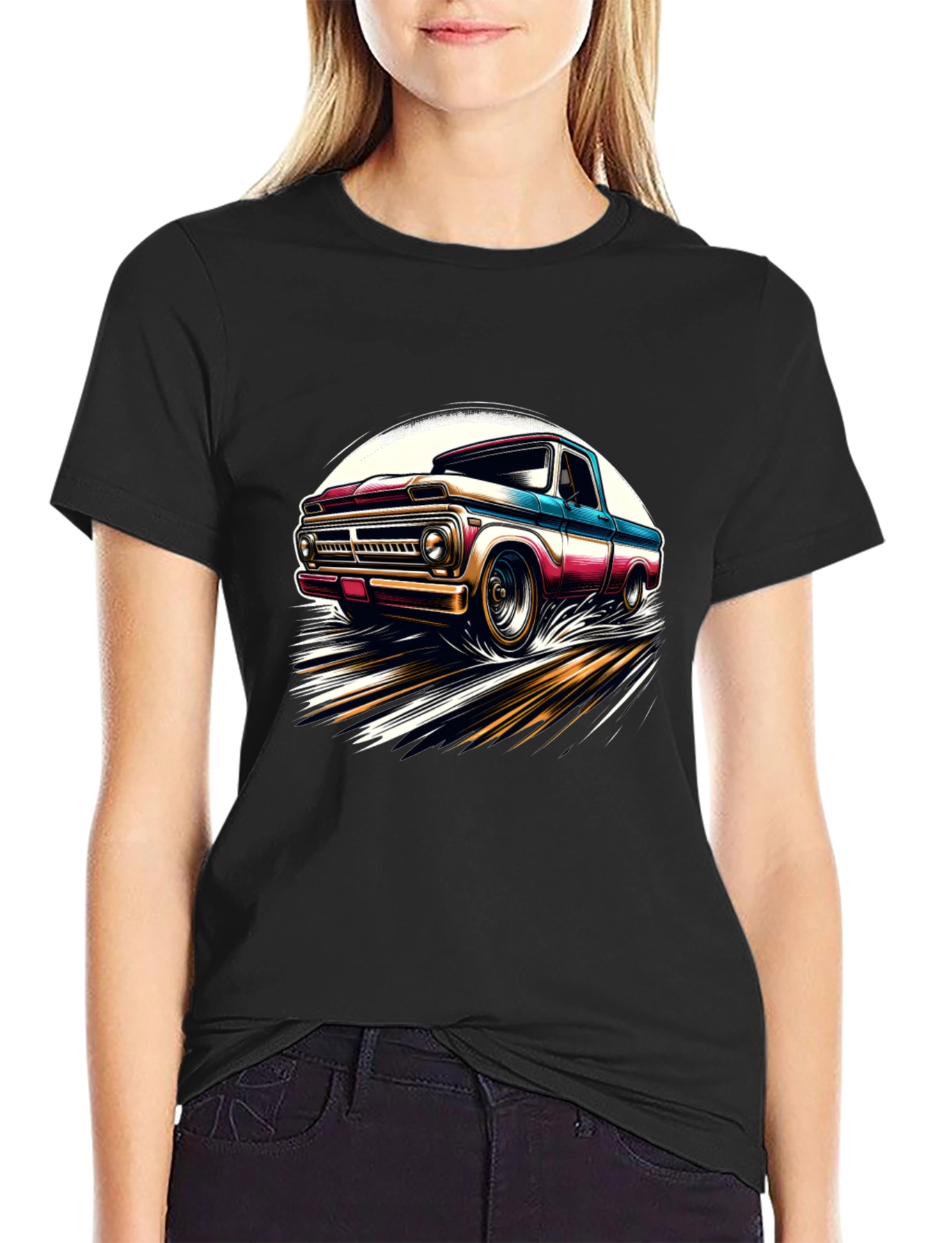 Black Vintage Truck Graphic Tee - Classic Cool Style view 2