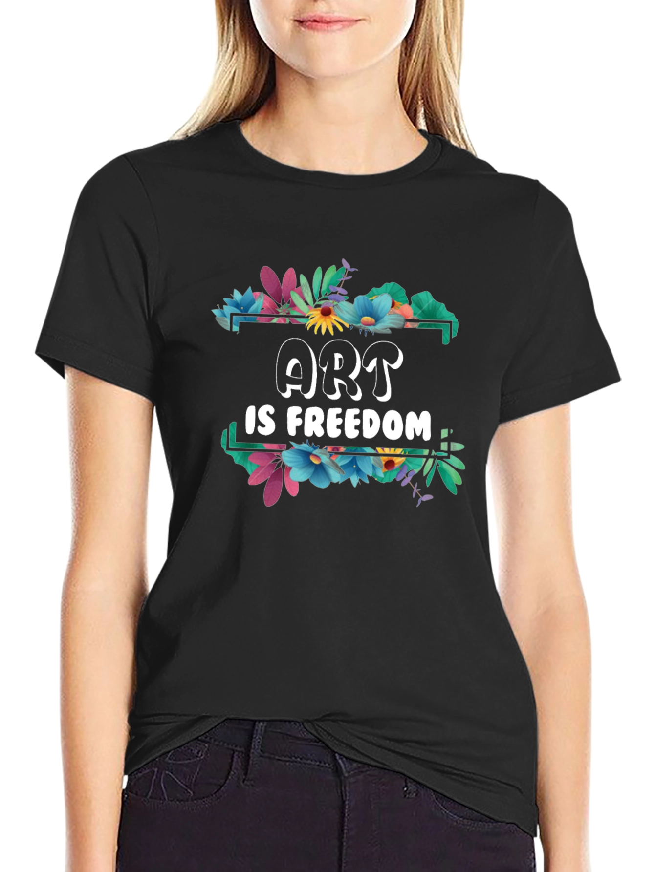 Black Art is Freedom Floral Graphic Tee view 2