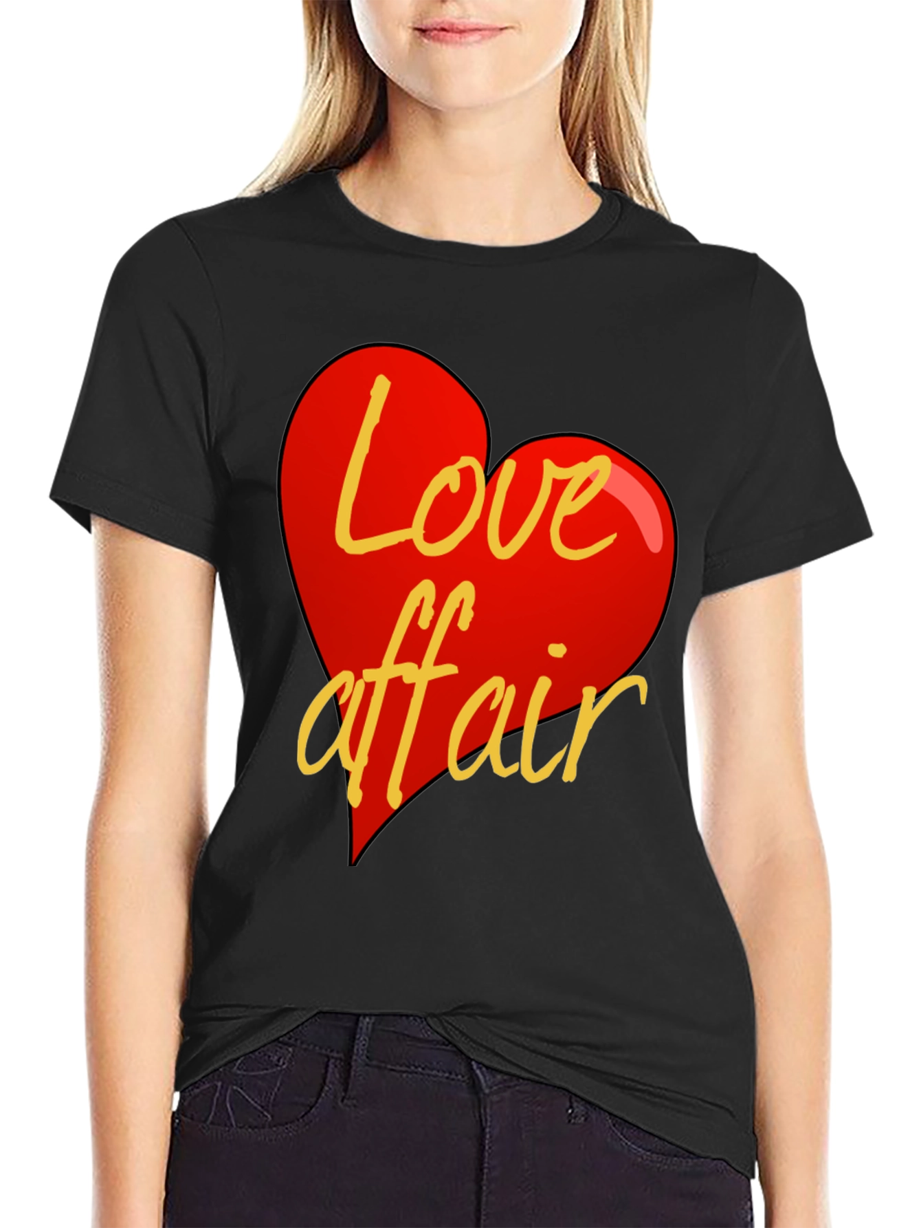 Black Love Affair Graphic Tee - Black Crew Neck T-Shirt view 2