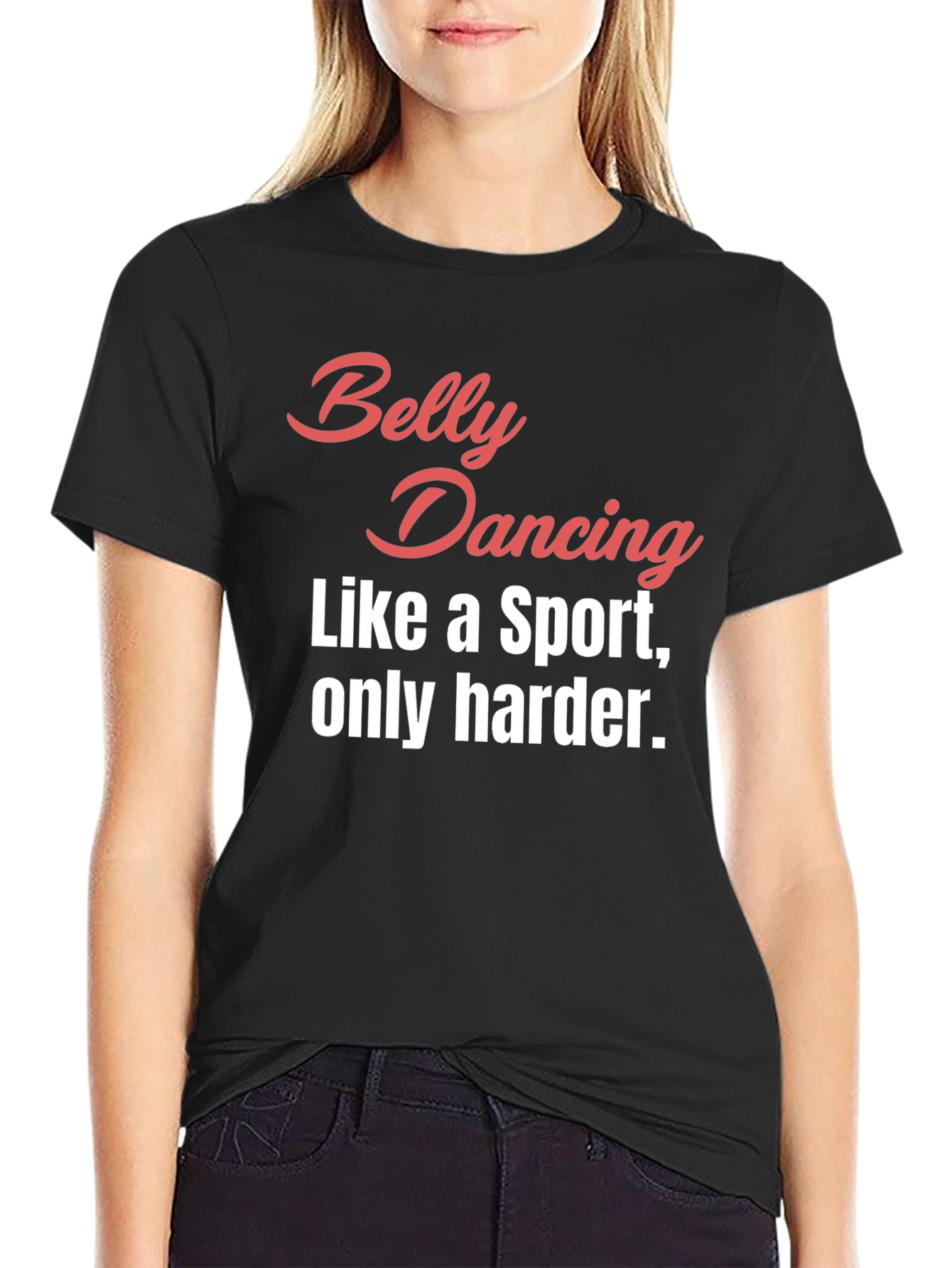 Black Belly Dancing Sport T-Shirt - Funny Workout Tee view 2